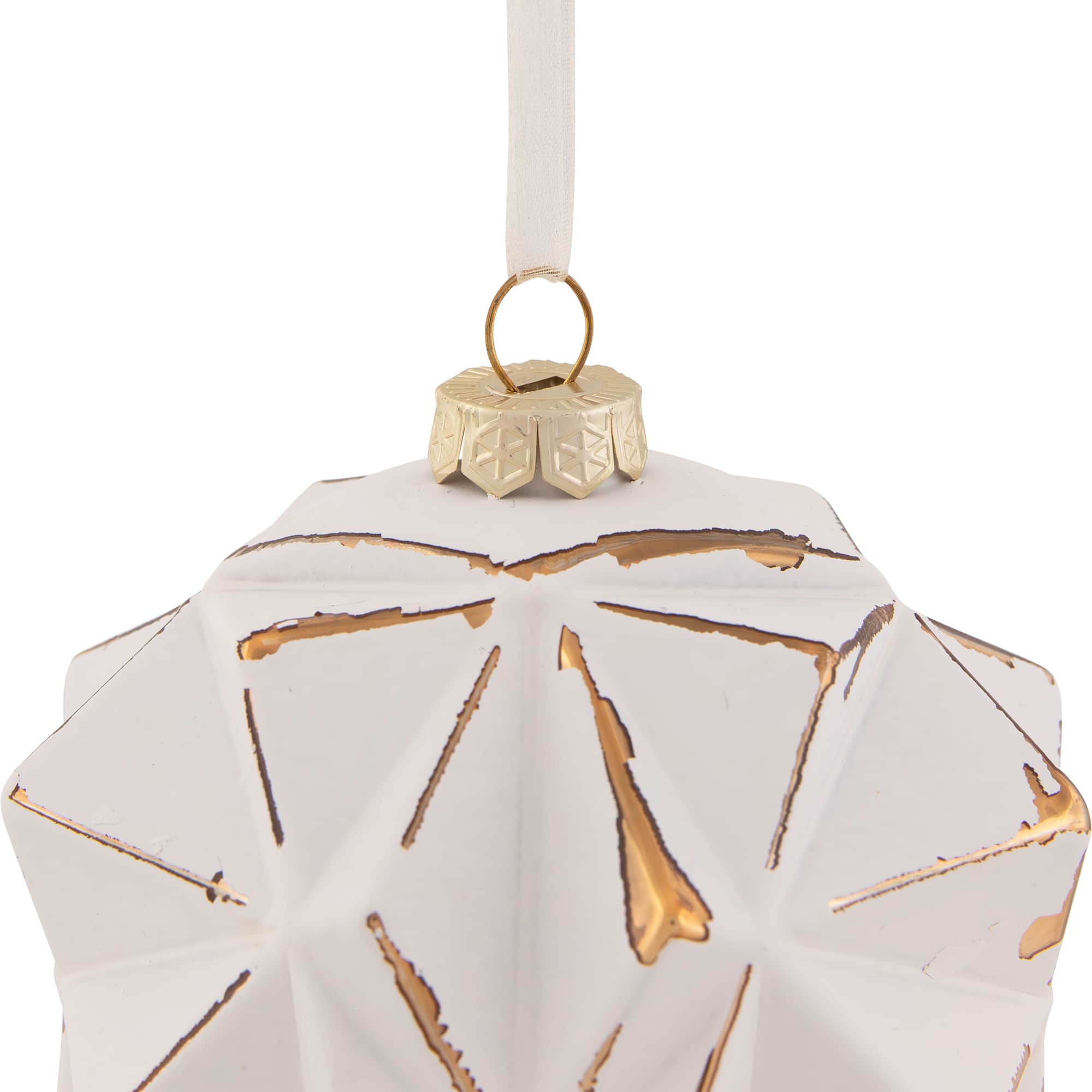 4" Pink & Gold Geometric Glass Ball Ornament