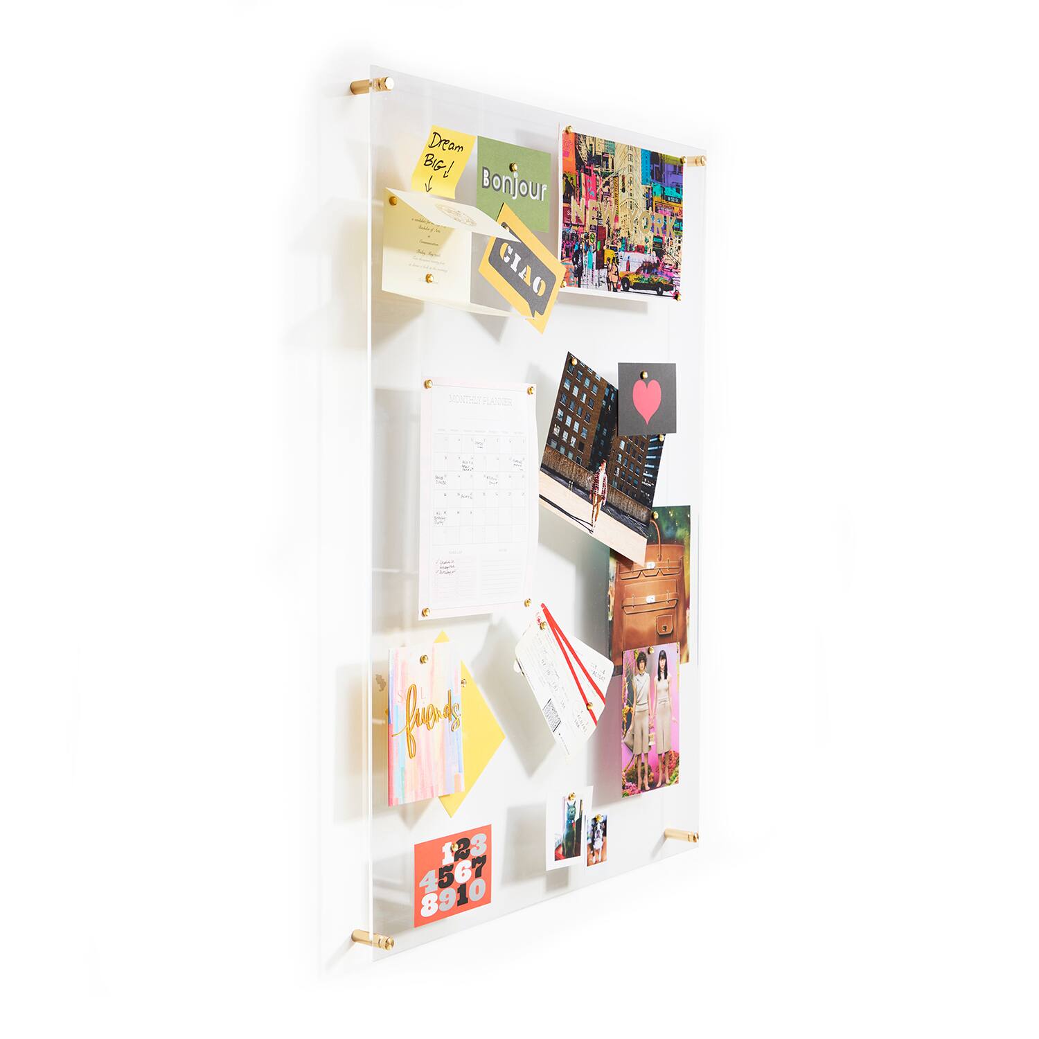 Wexel Art Easy Change Memo Board + Magnets with Gold Hardware