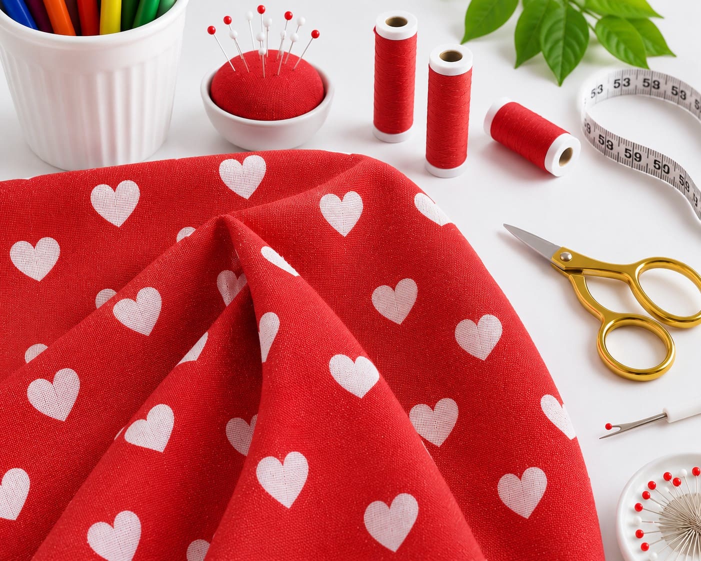Super Snuggle Dotted Heart Red Cotton Flannel