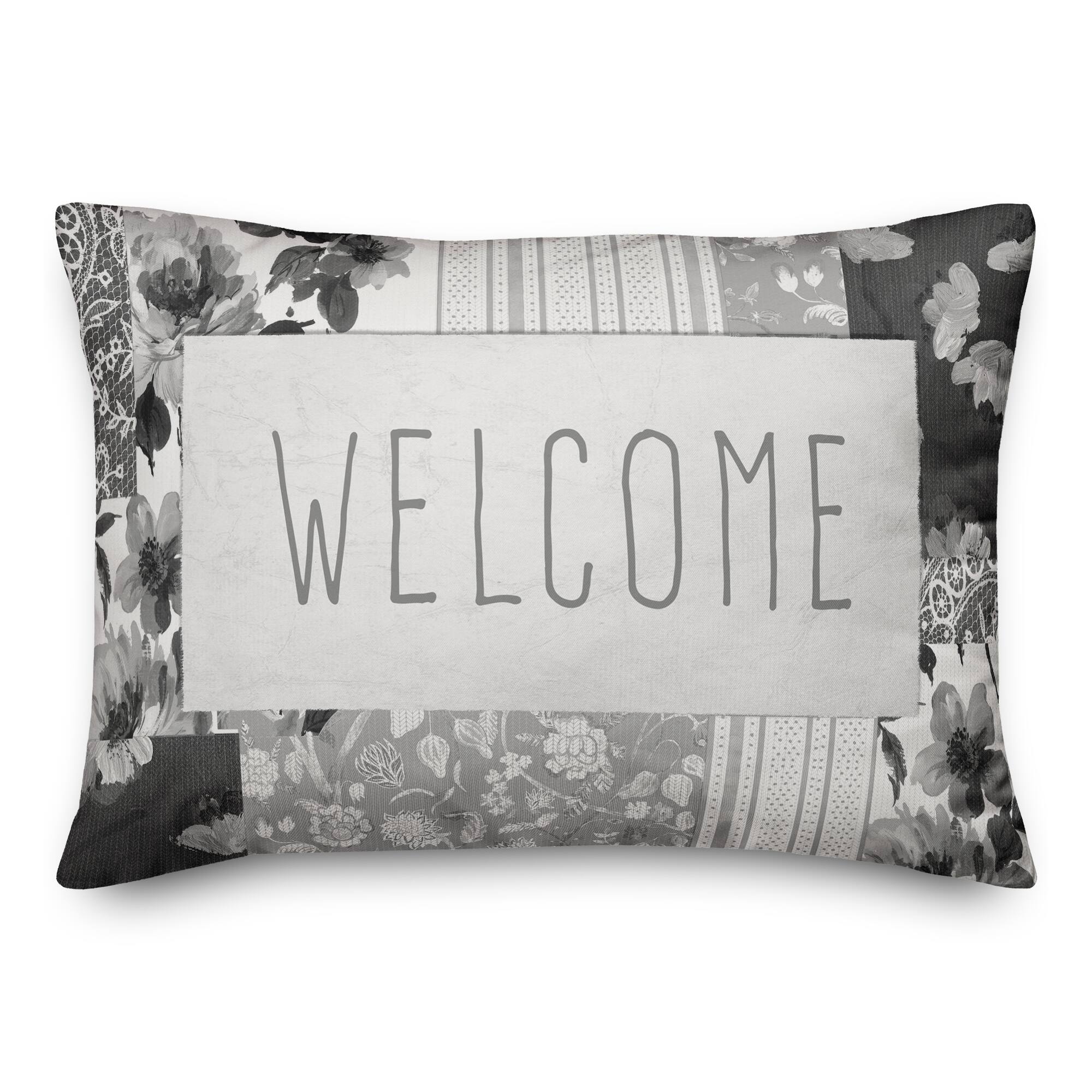 Spring Floral Patchwork Pillow 14" x 20" Throw Pillow