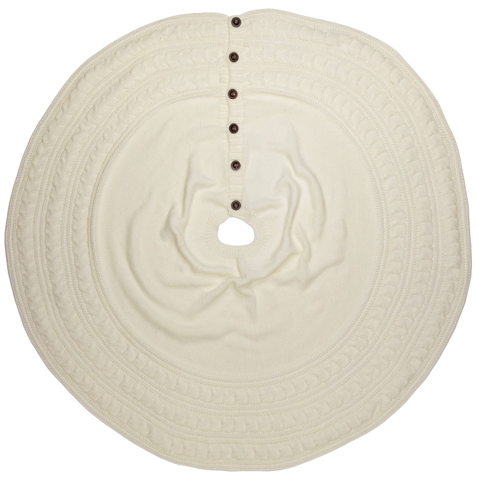 Knitted Sweater Tree Skirt with Buttons - 84“ - Cream