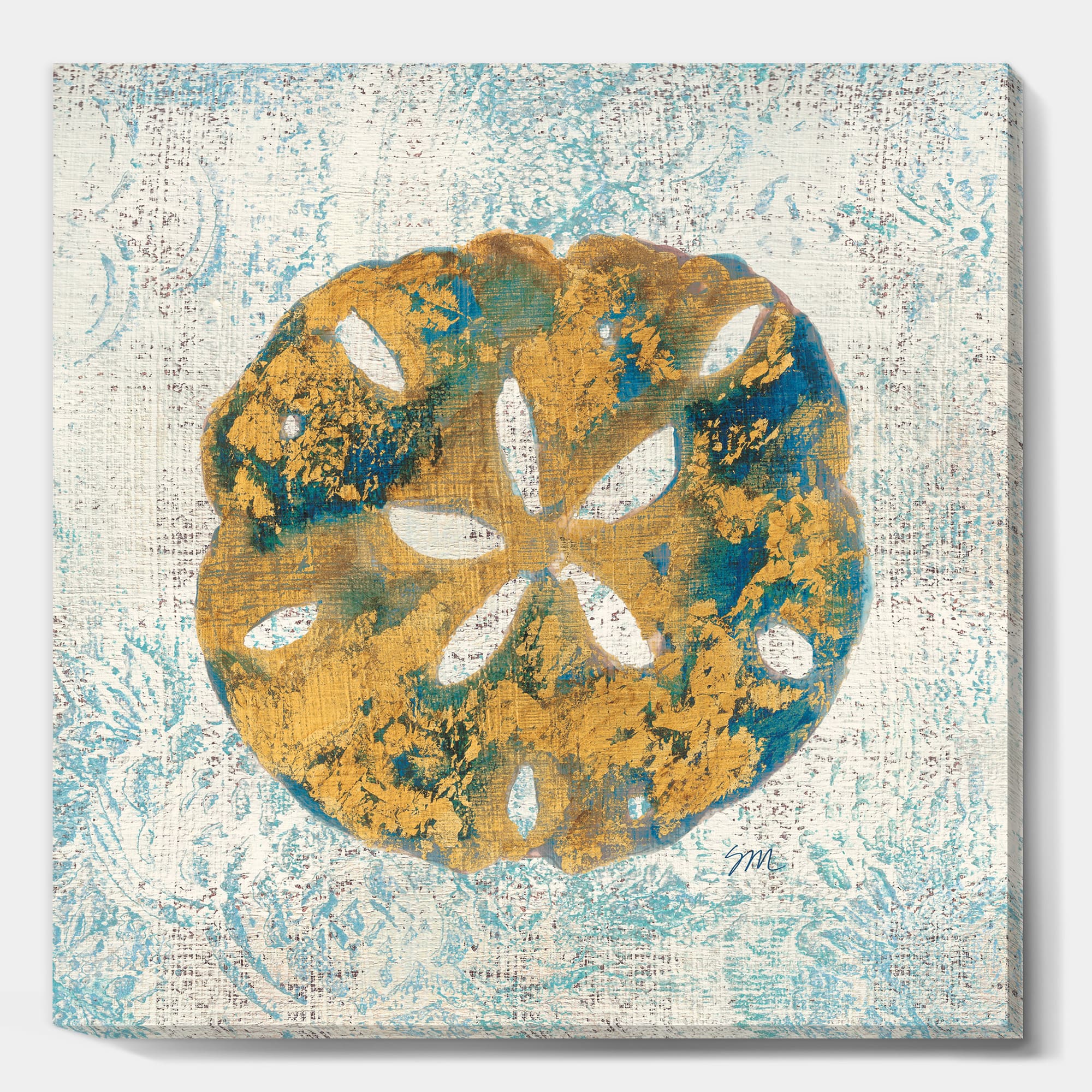 Designart - Coastal Pastel seashells II - Vintage Nautical Canvas Artwork