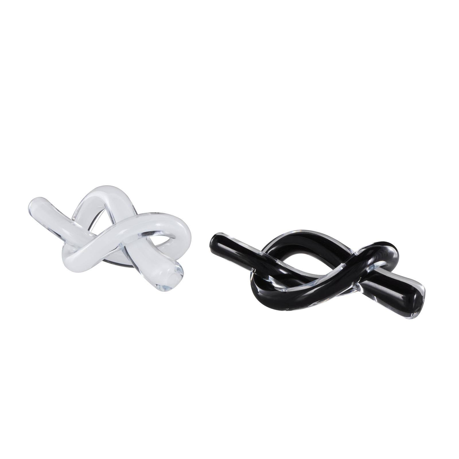 8.3" Black & White Glass Handmade Knot Sculptures, 2ct.