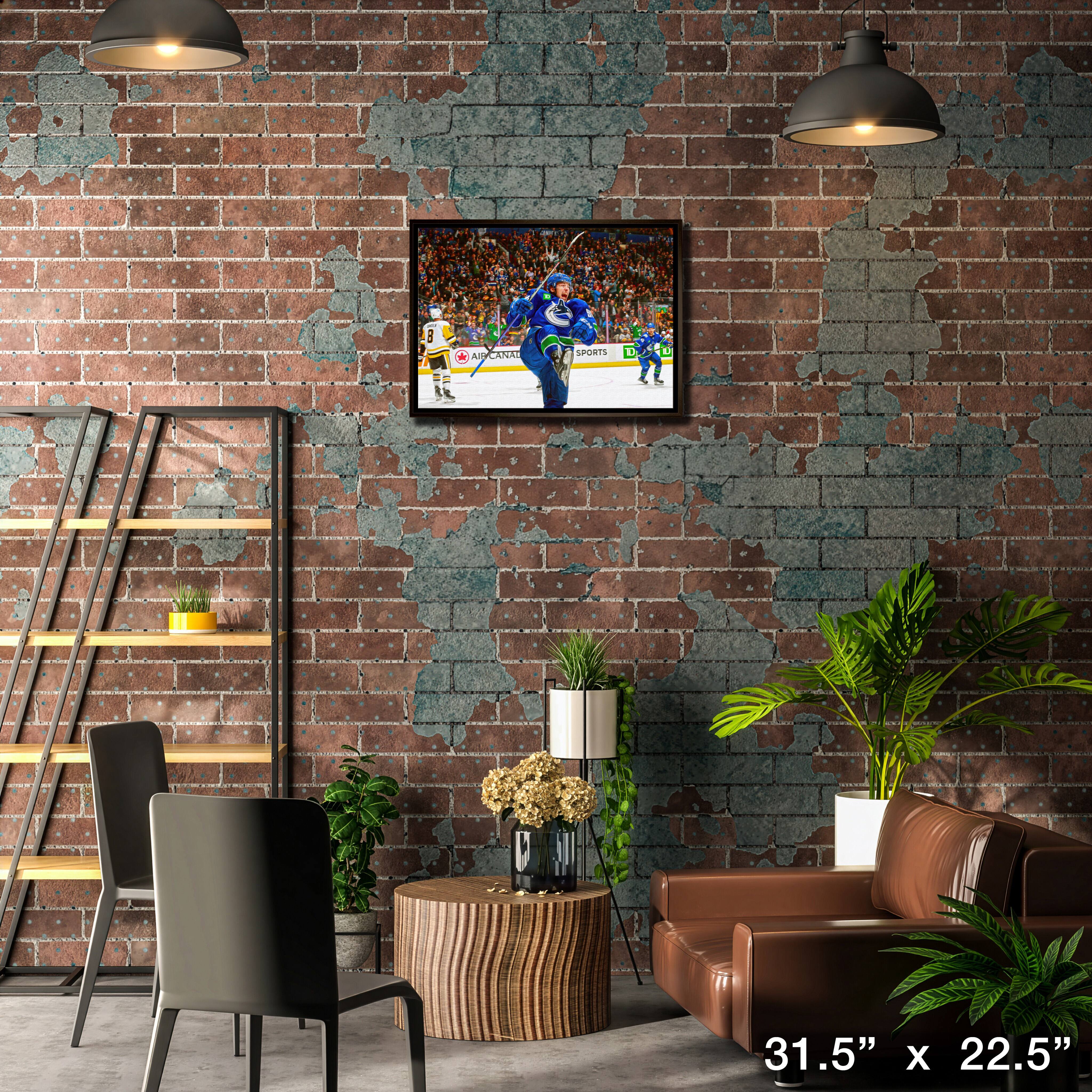 Andrei Kuzmenko 20" x 29" Framed Canvas Canucks Celebrating-H 31.5" x 22.5"