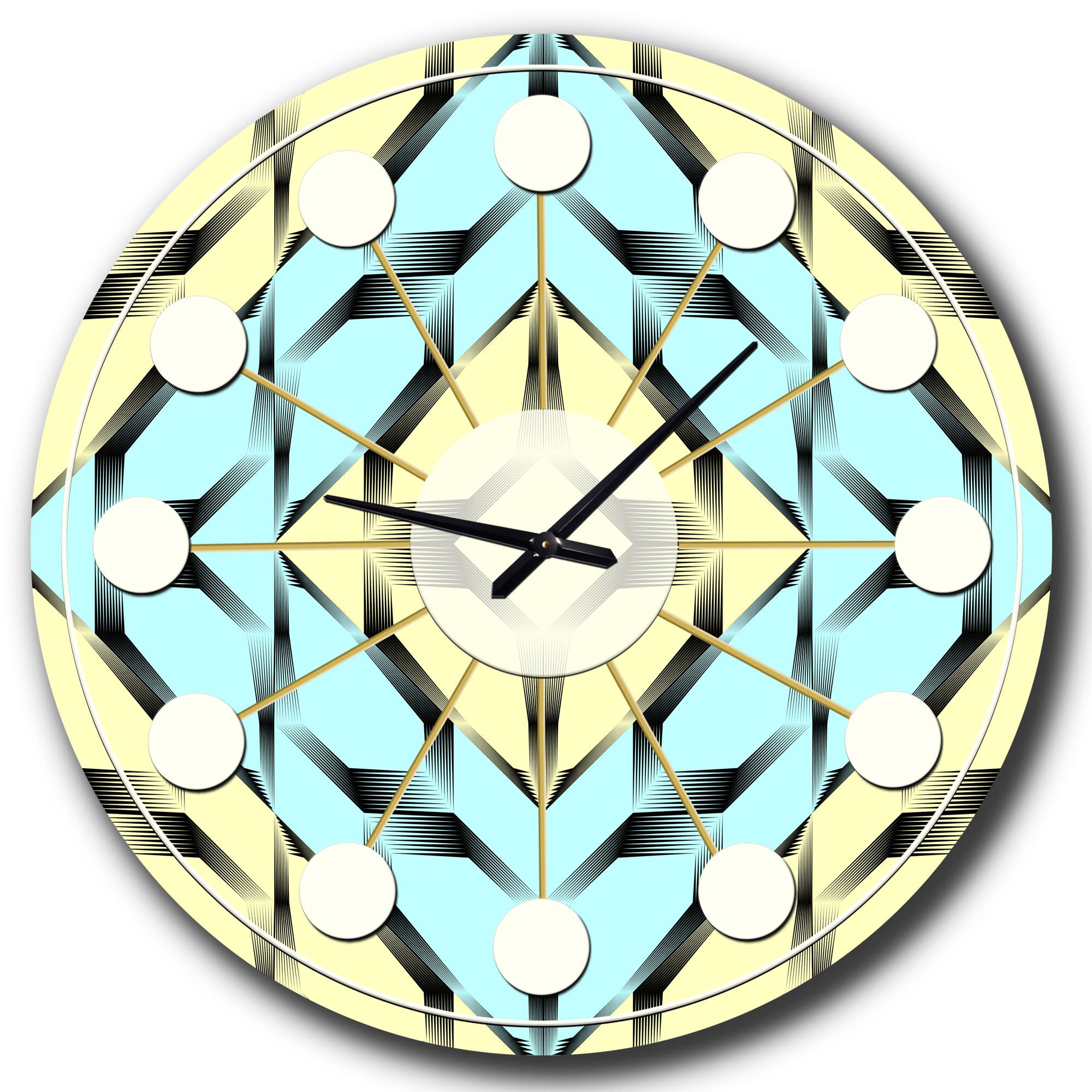 Designart Black & White Fashion Ornament Mid-Century Modern Wall Clock
