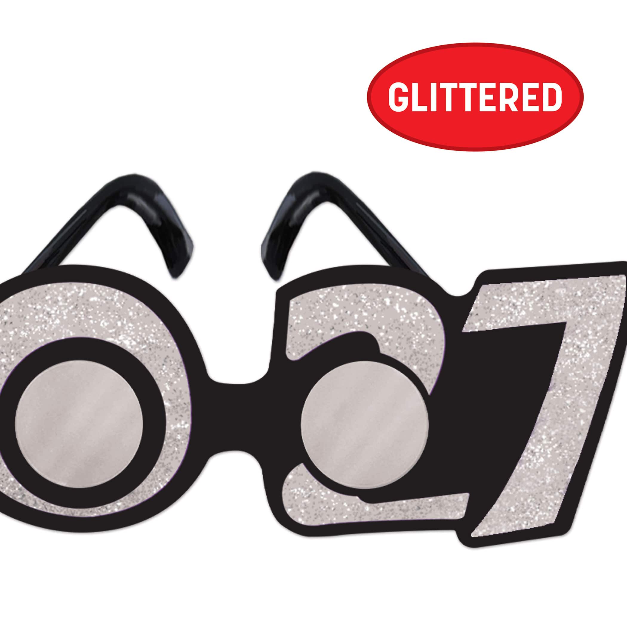 Beistle 2.5" x 8" 2027 Glittered Plastic Eyeglasses, 2ct.
