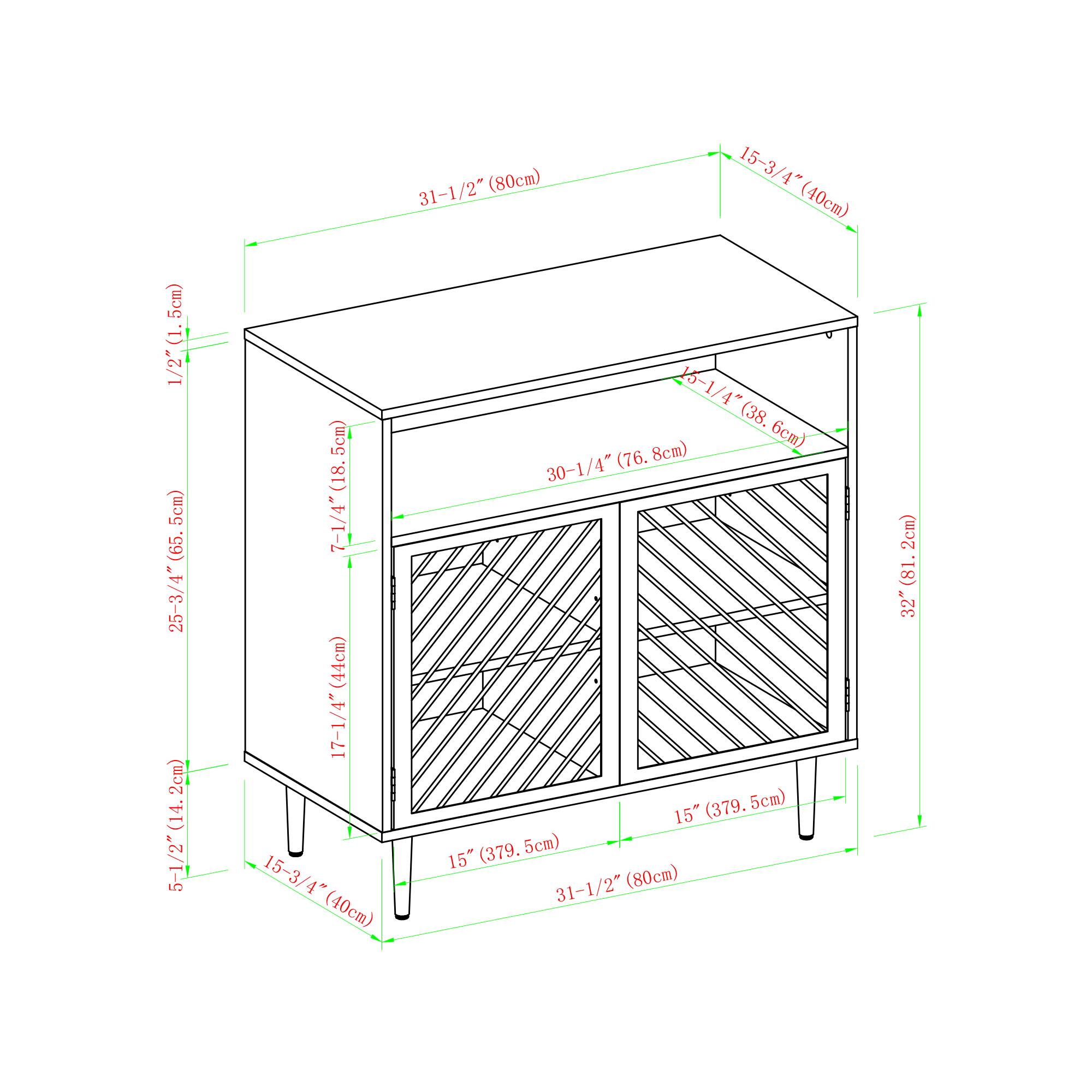 Walker Edison 32" Reclaimed Barnwood Modern Slanted Metal Door Accent Cabinet