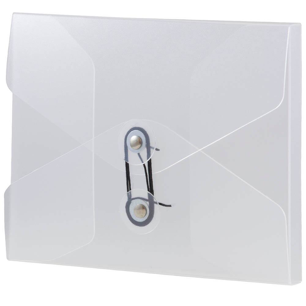 JAM Paper Clear 5.25" x 6.75" Button & String Plastic Portfolio