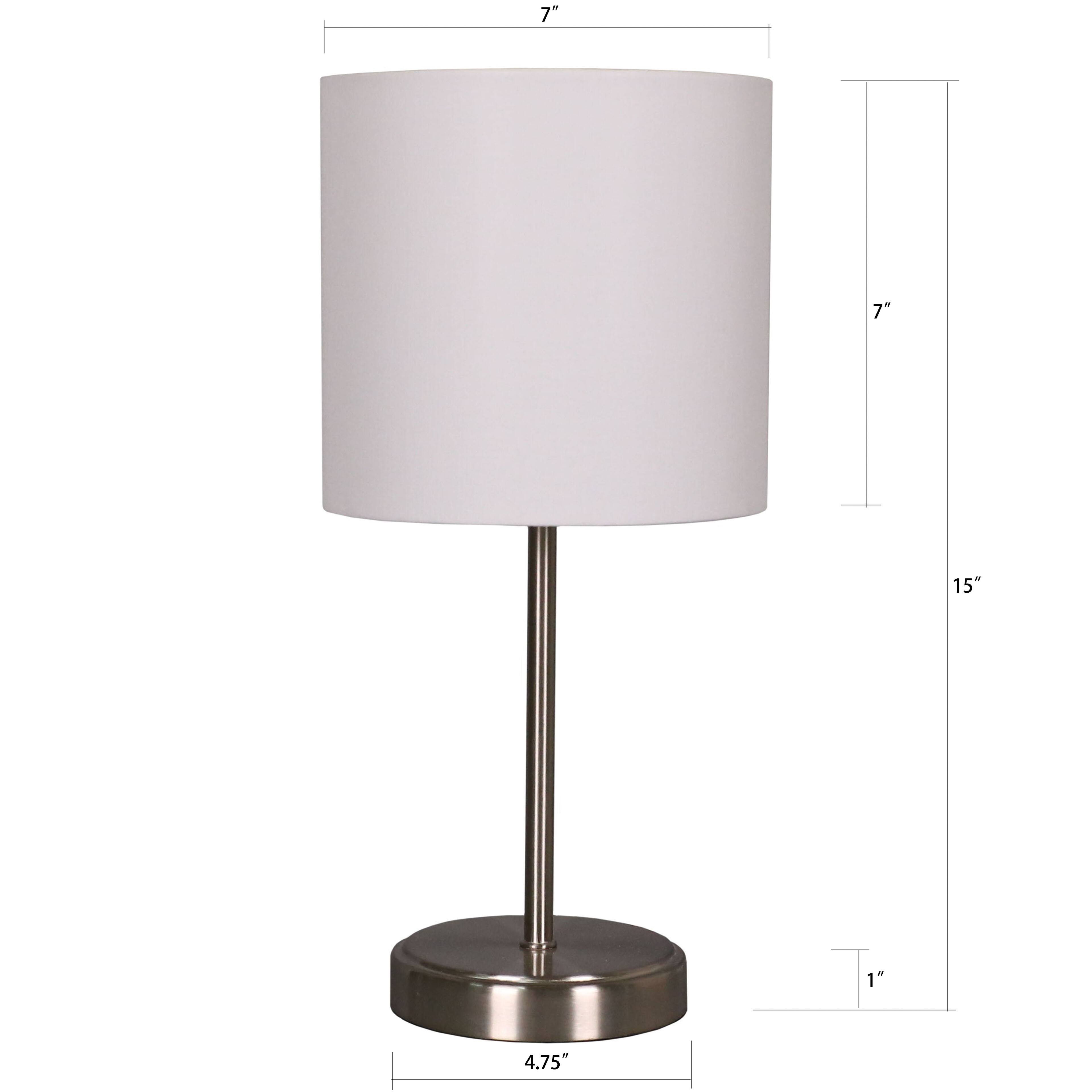15" Silver Metal Table Lamp with White Fabric Shade by Ashland®