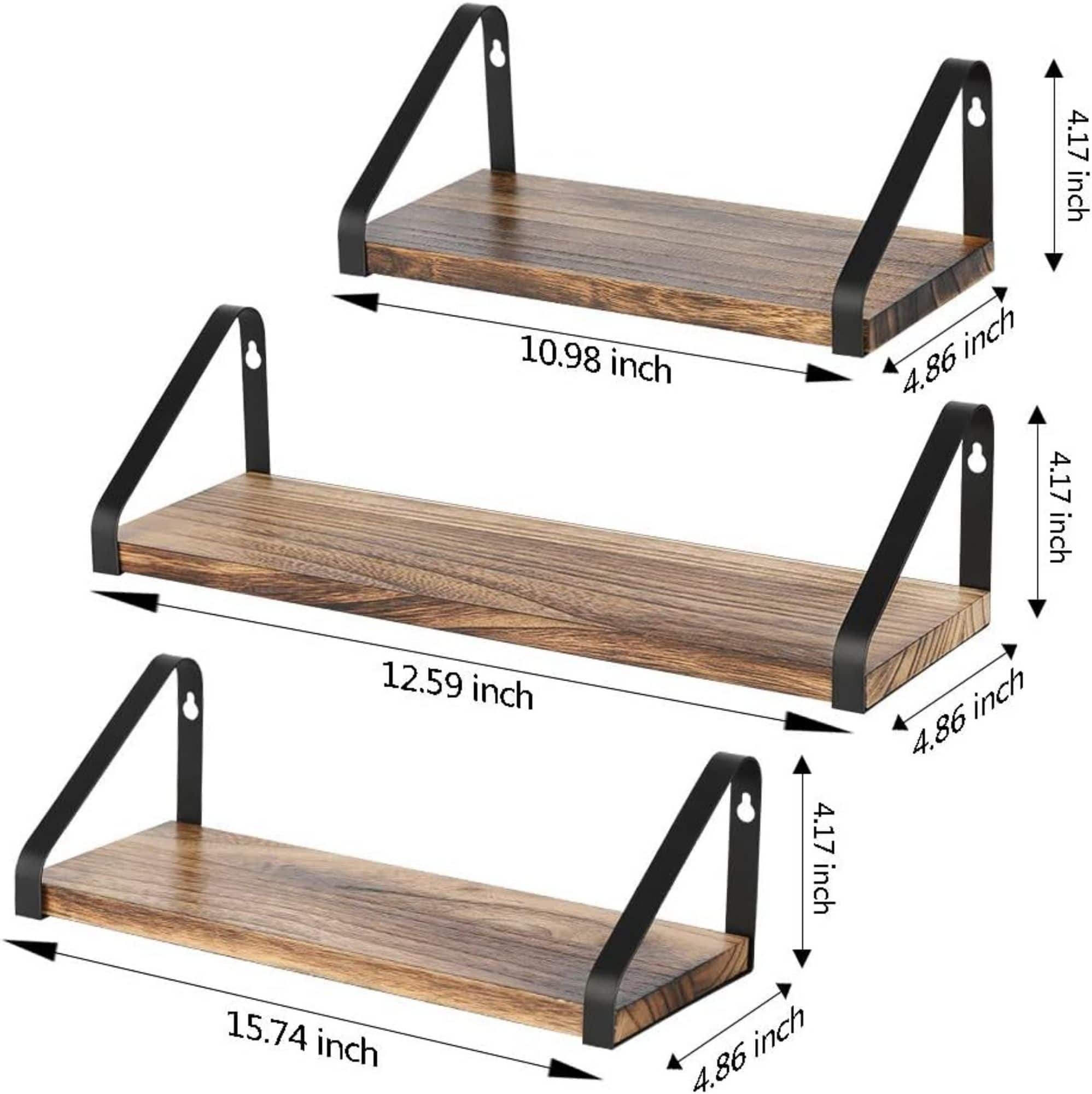 NEX™ Brown Floating Wall Shelves Set with Metal Rack Brackets