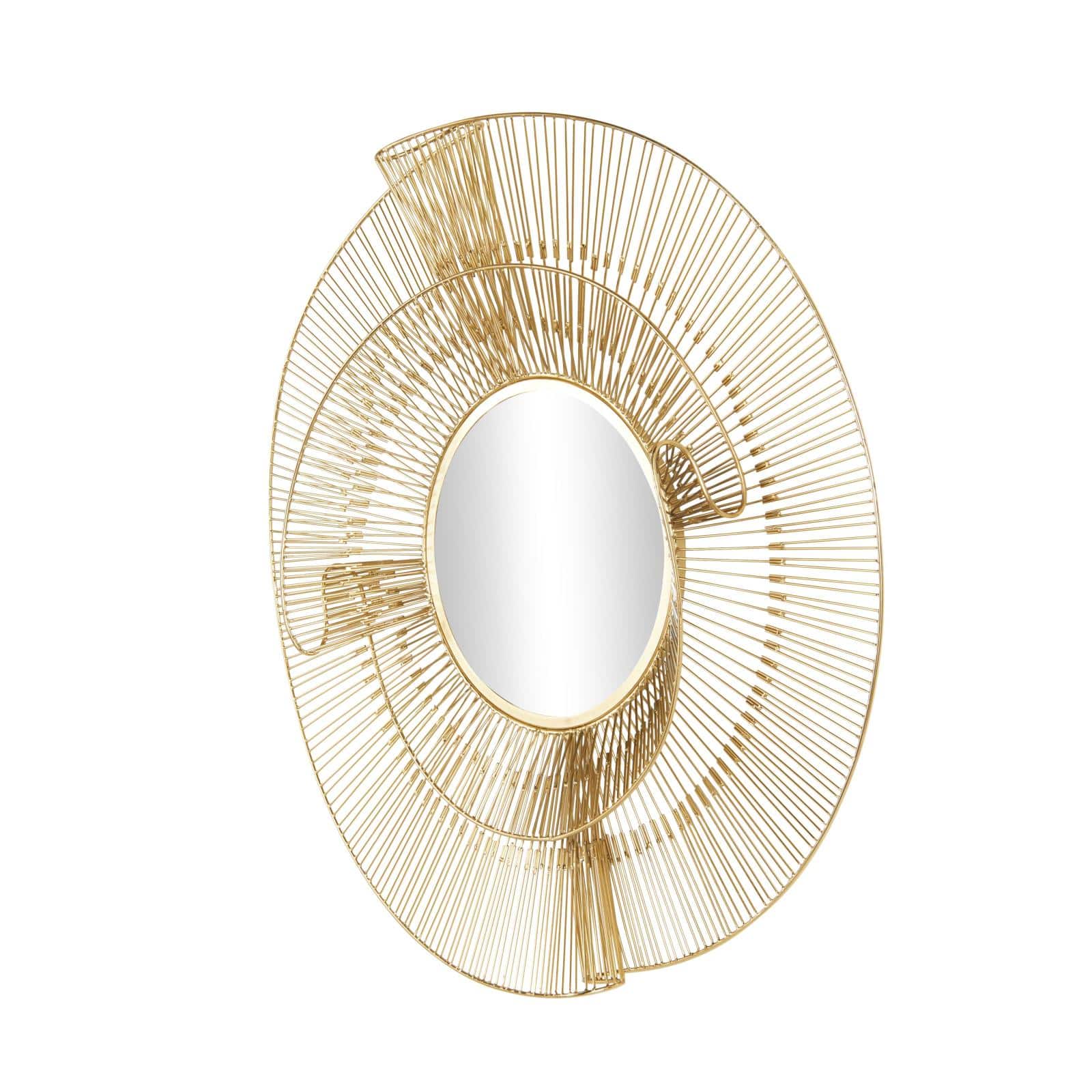 35" Gold Metal Starburst Layered Wall Mirror with Wire Starburst Rays