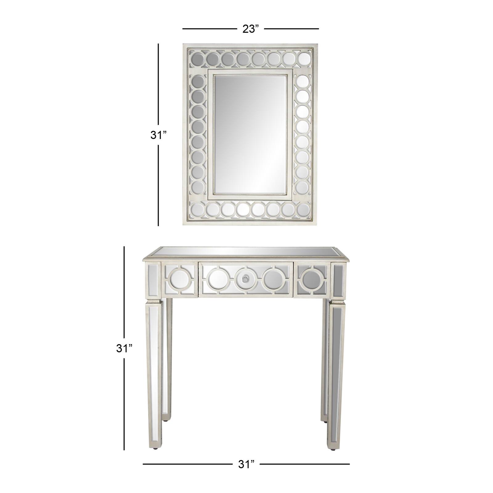 Set of 2 Grey Wood Glam Console Table, 31" x 31"