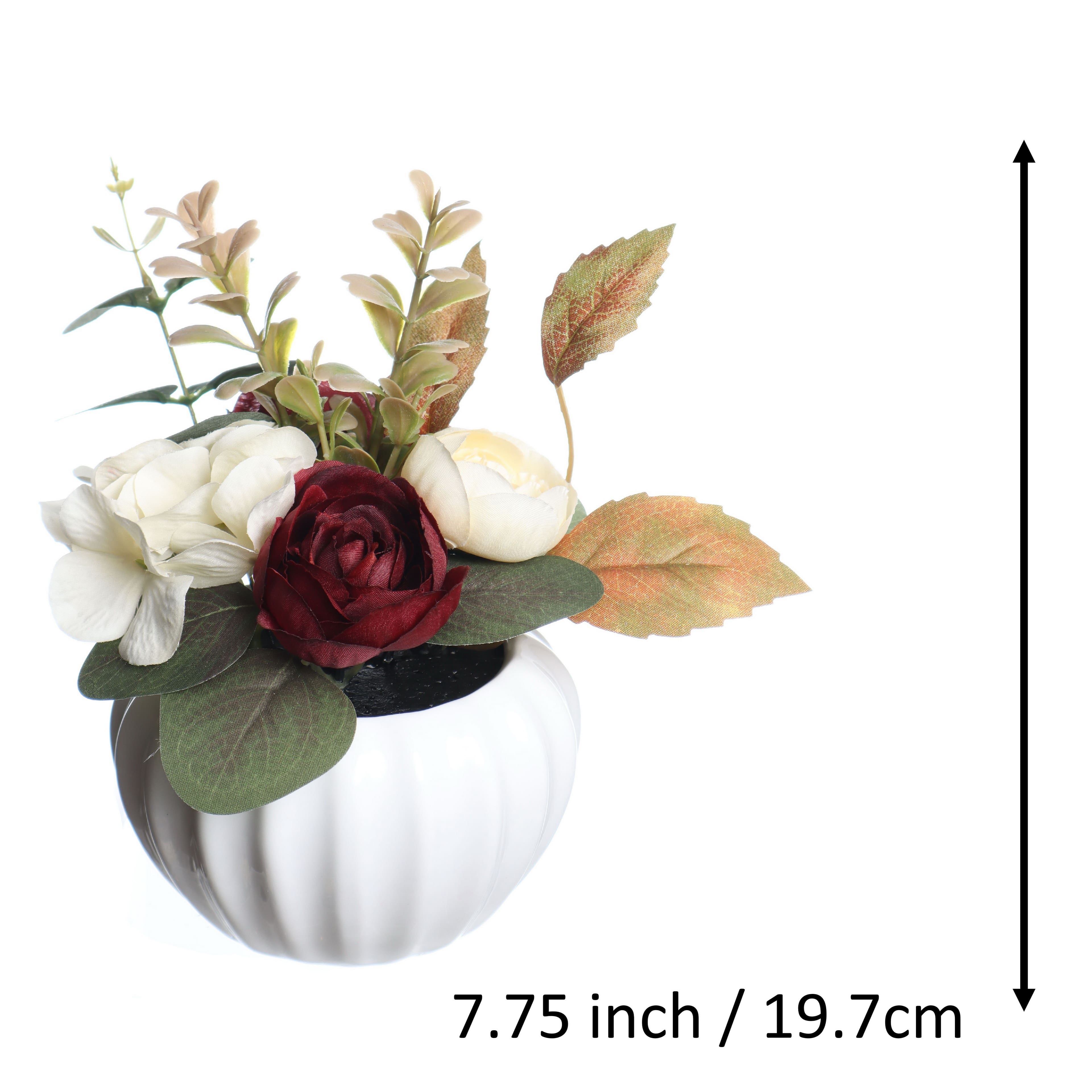 7.75" Burgundy Ranunculus & Hydrangea Mix in Ceramic Pot by Ashland®
