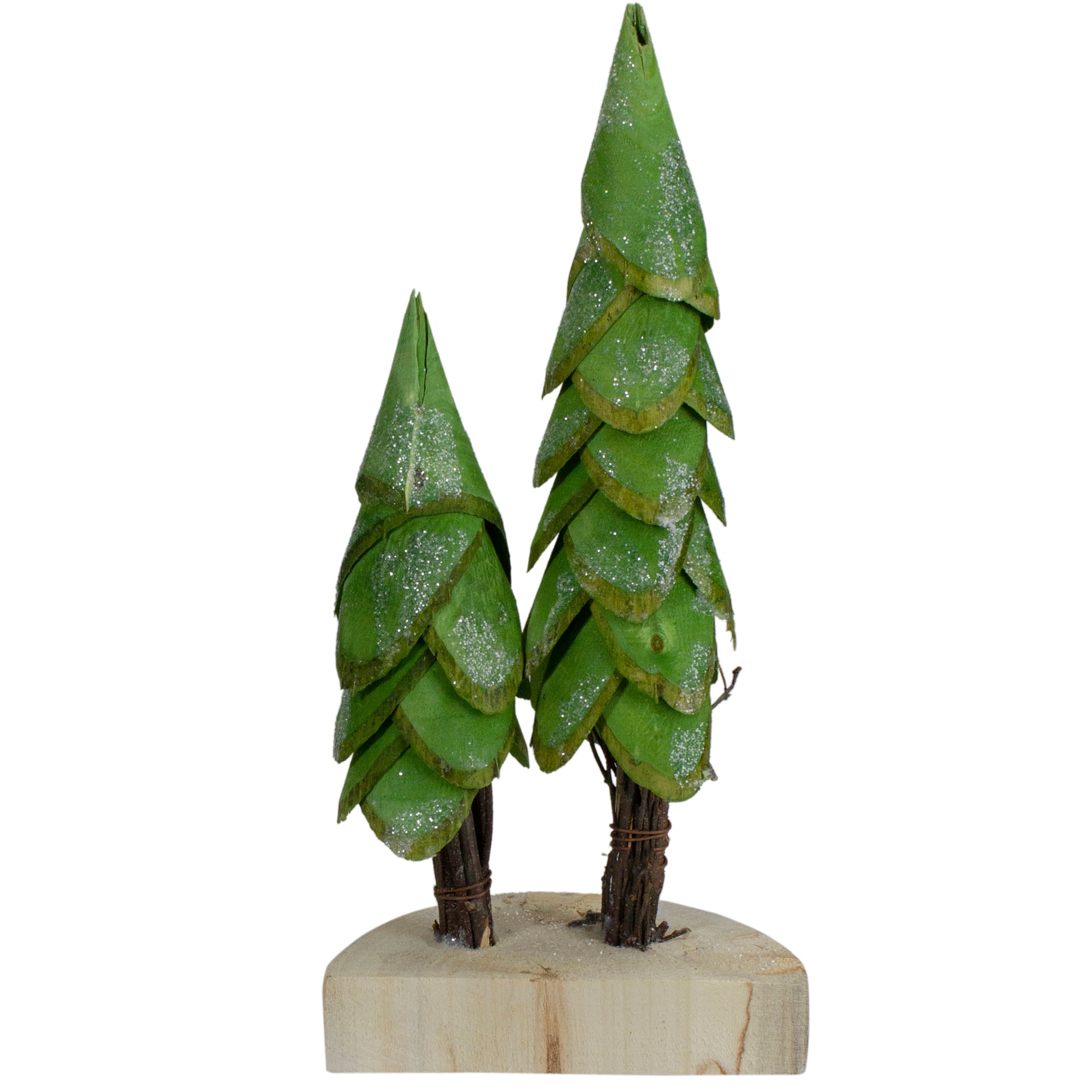9" Christmas Trees Décor on a Wooden Base