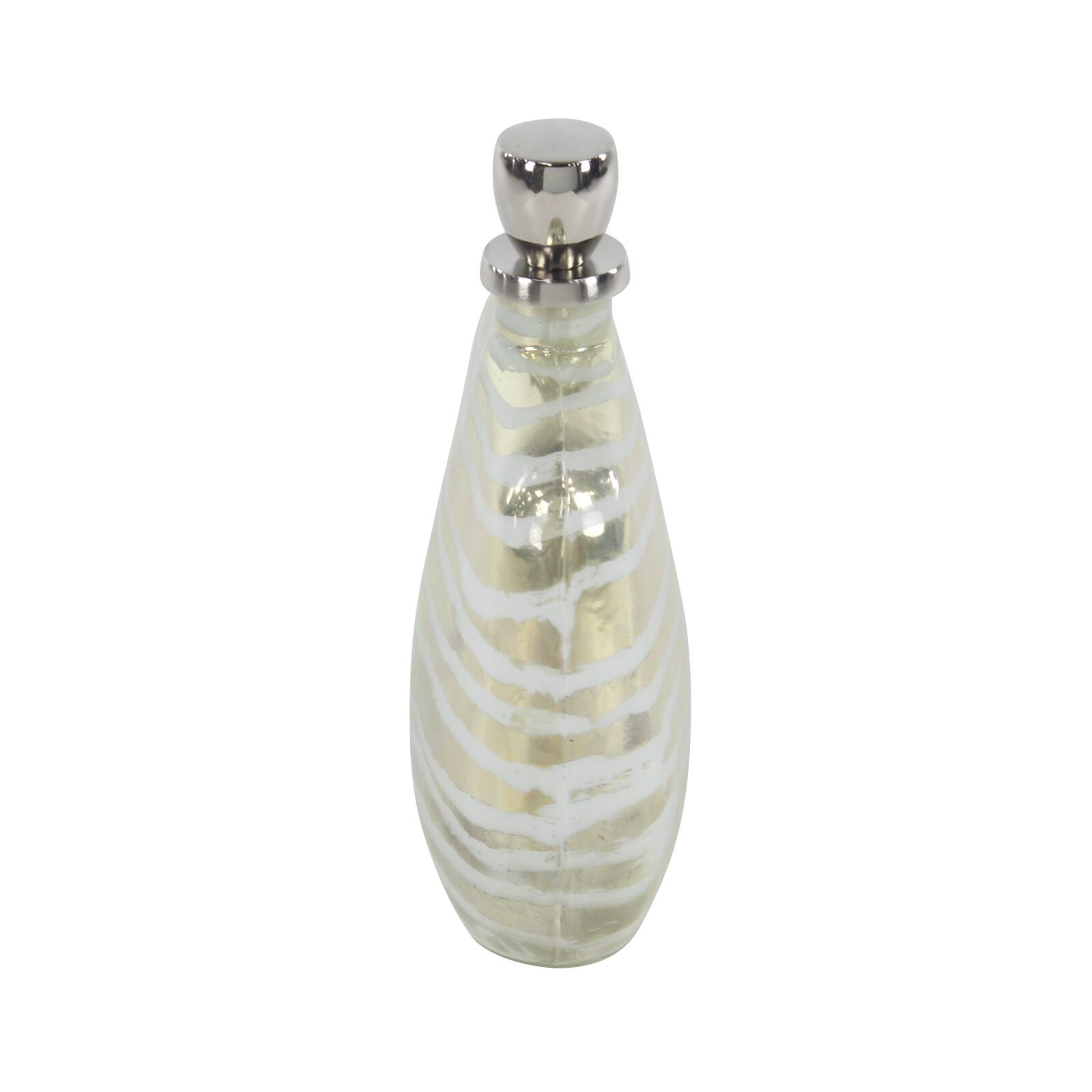 16" Gold & Silver Glass Decorative Bottle