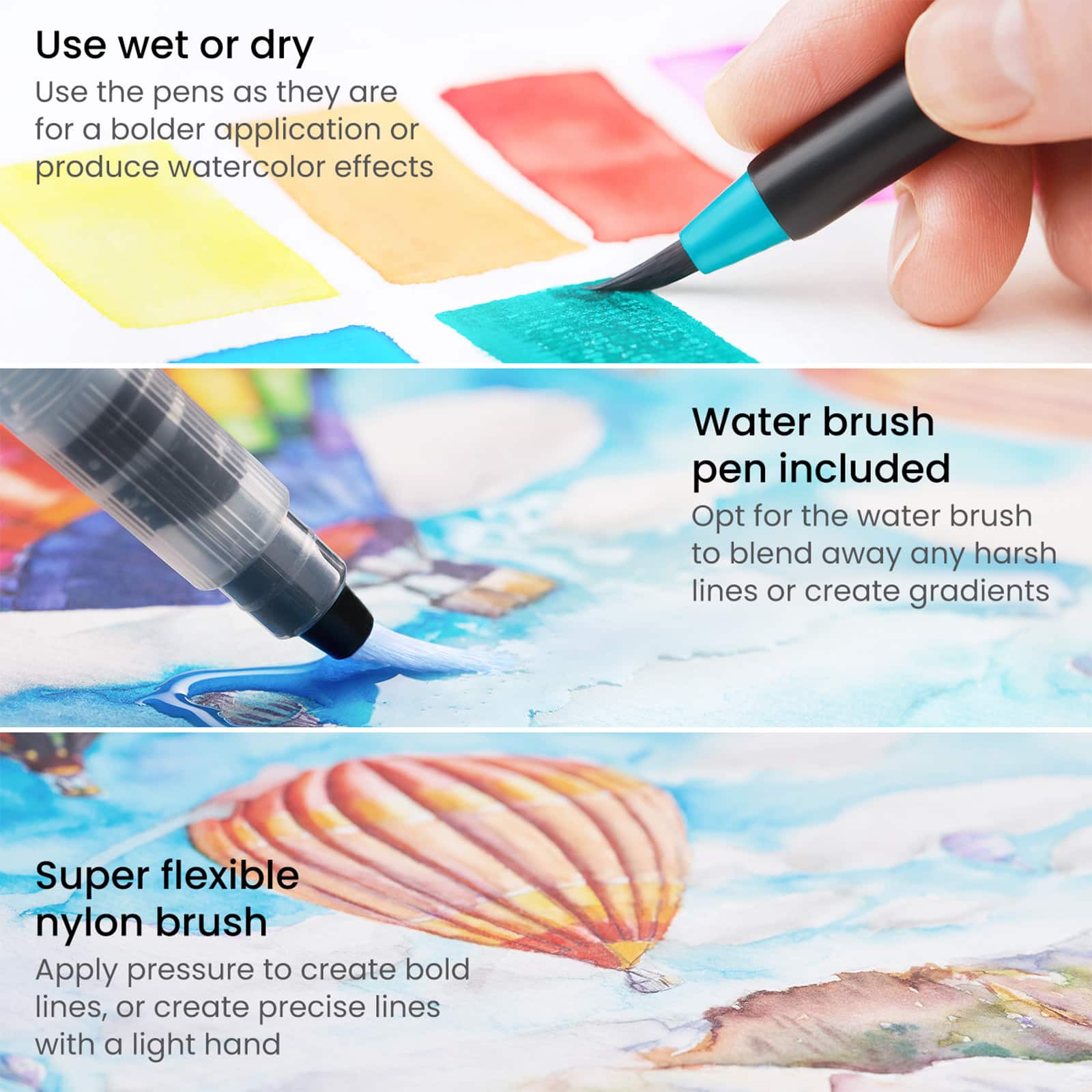 Arteza® Real Brush Pens® Bright Tones & Water Brush Set
