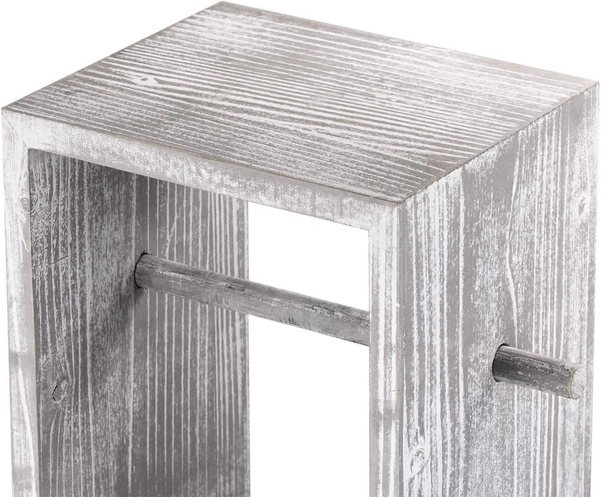 Rustic White Toilet Paper Dispenser with Storage & Drawer
