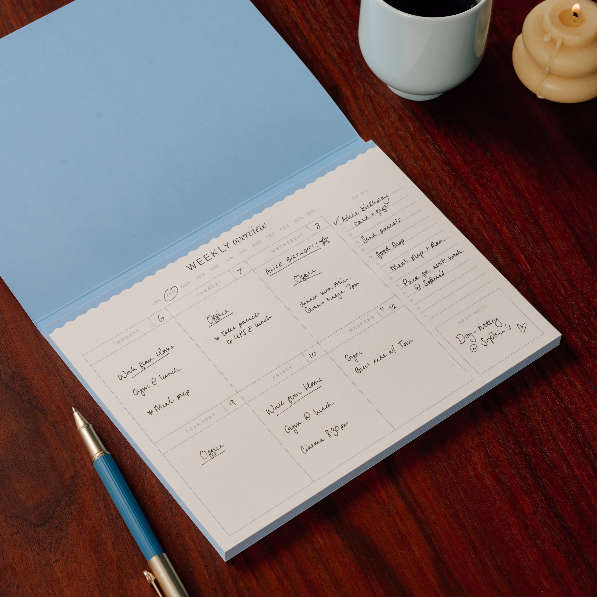 Papier 9.5" x 7" Floral Checkerboard Undated Weekly Desk Planner
