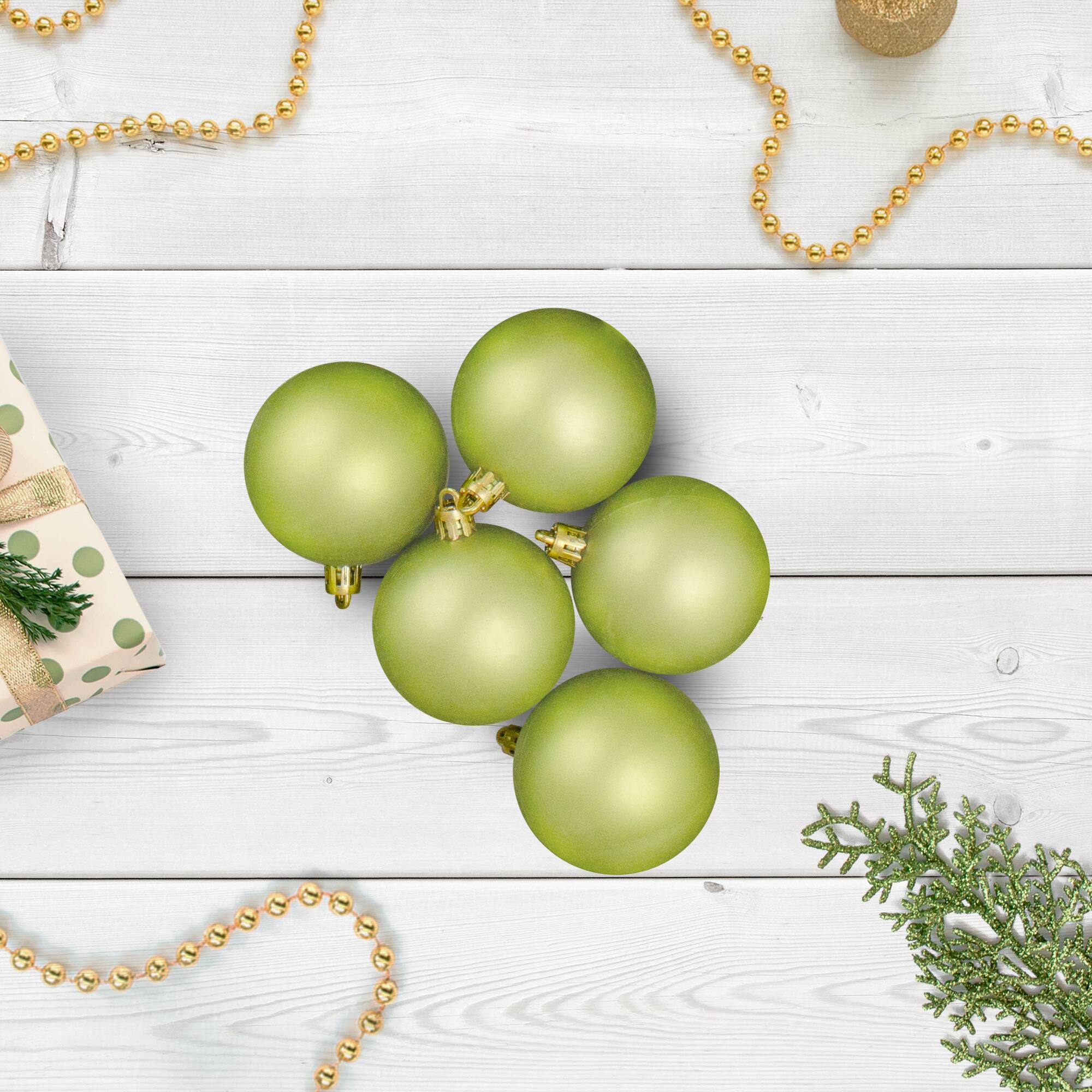 60ct Matte Green Kiwi Shatterproof Ball Ornaments