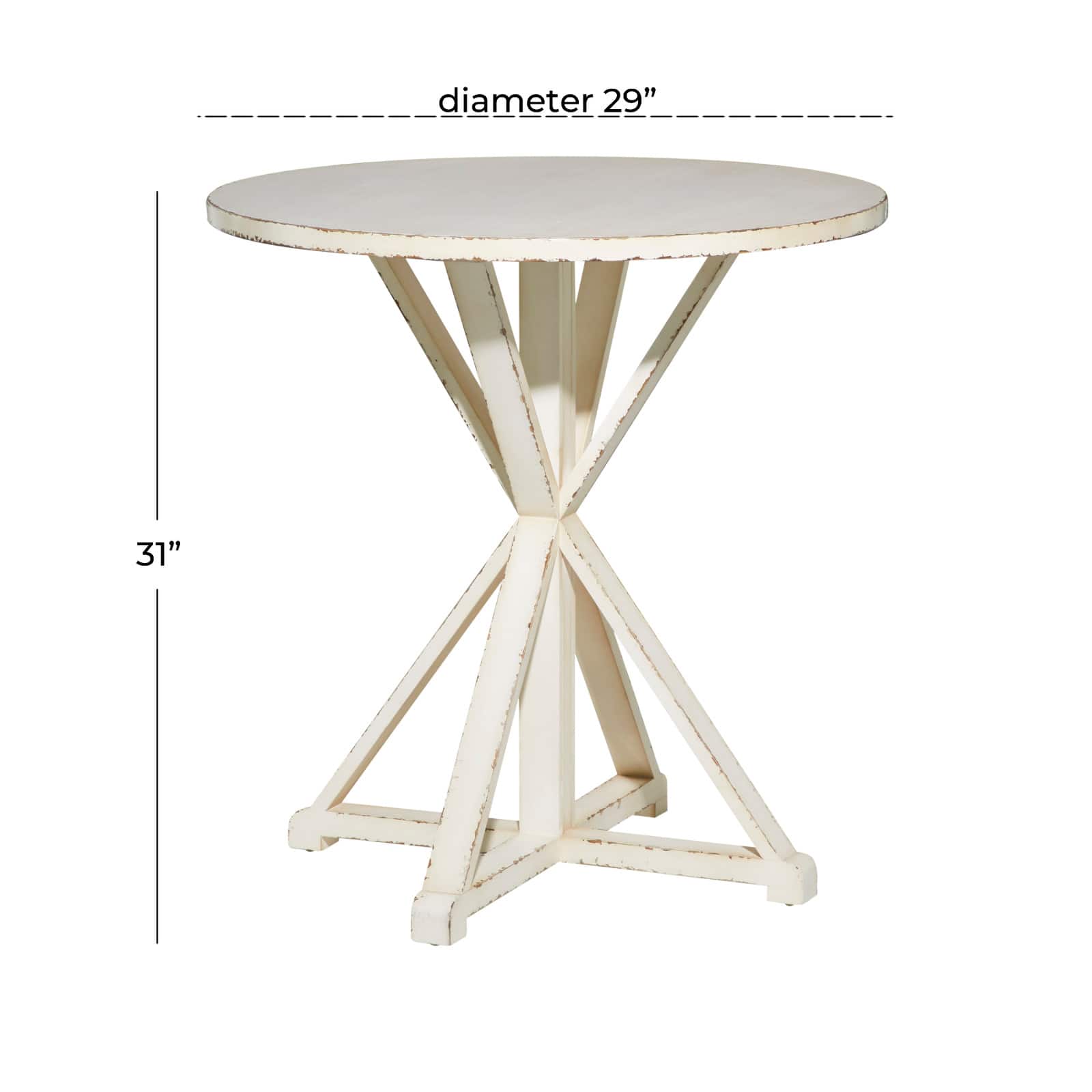 31" White Wood Farmhouse Accent Table