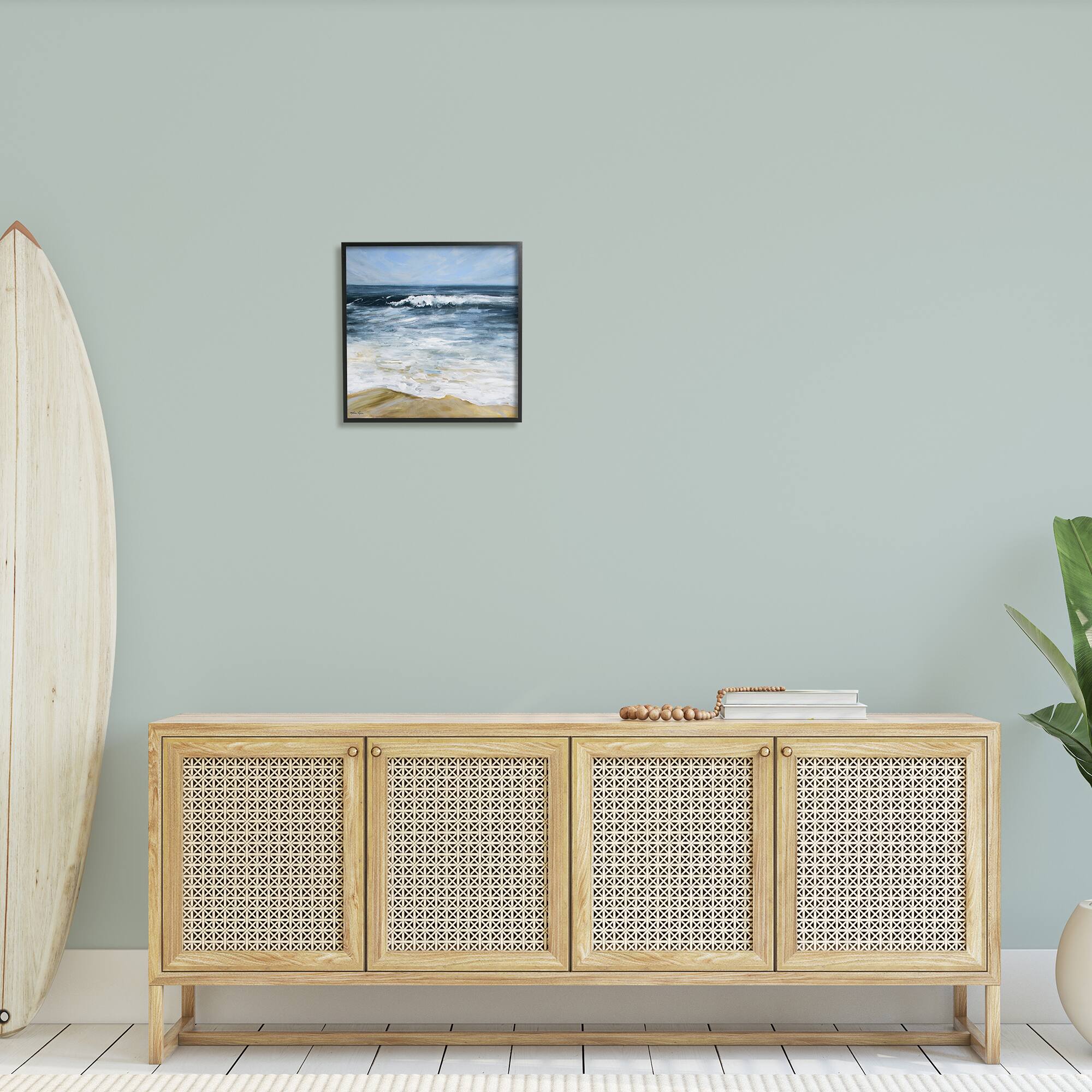Stupell Industries Incoming Waves Beach Shoreline Painting Nautical Seascape Framed Wall Art