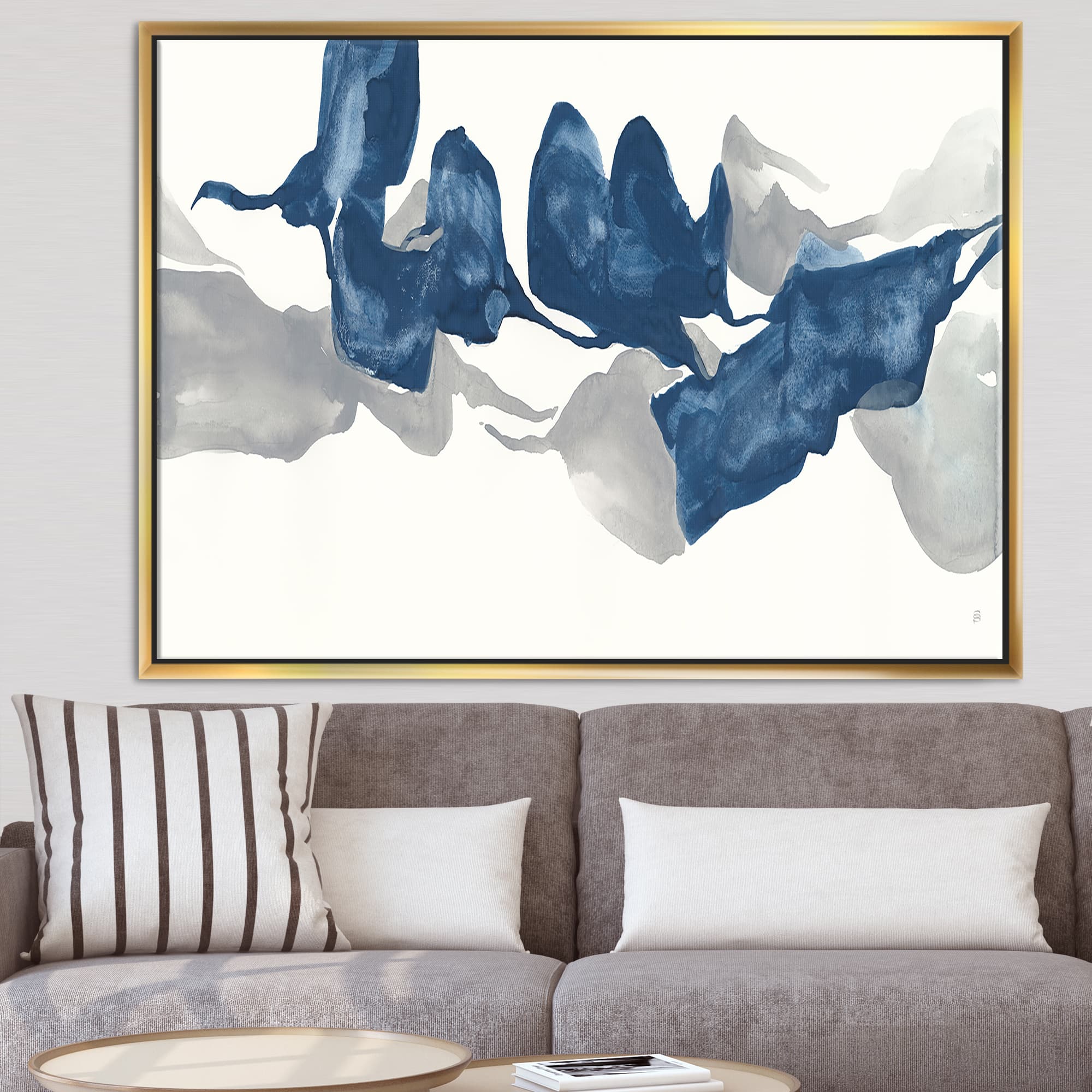 Designart - Gouache Sapphire on Gray