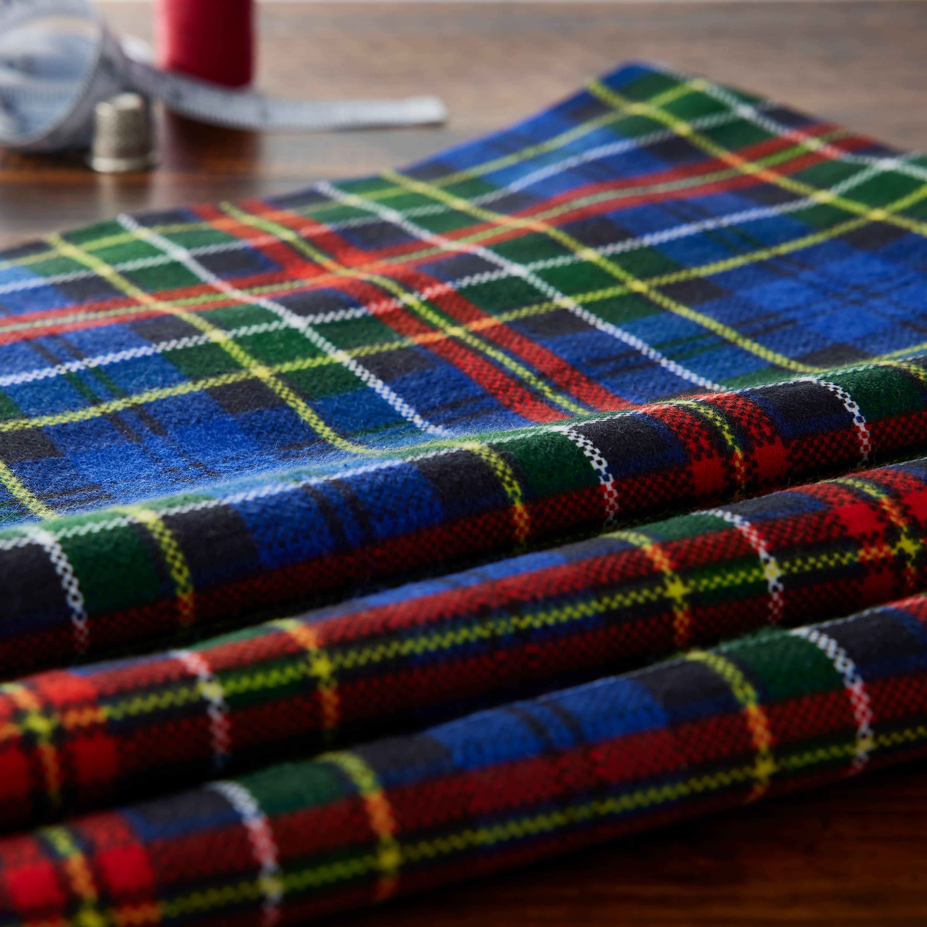 Camelot Fabrics Blue Scottie Plaid Flannel Fabric
