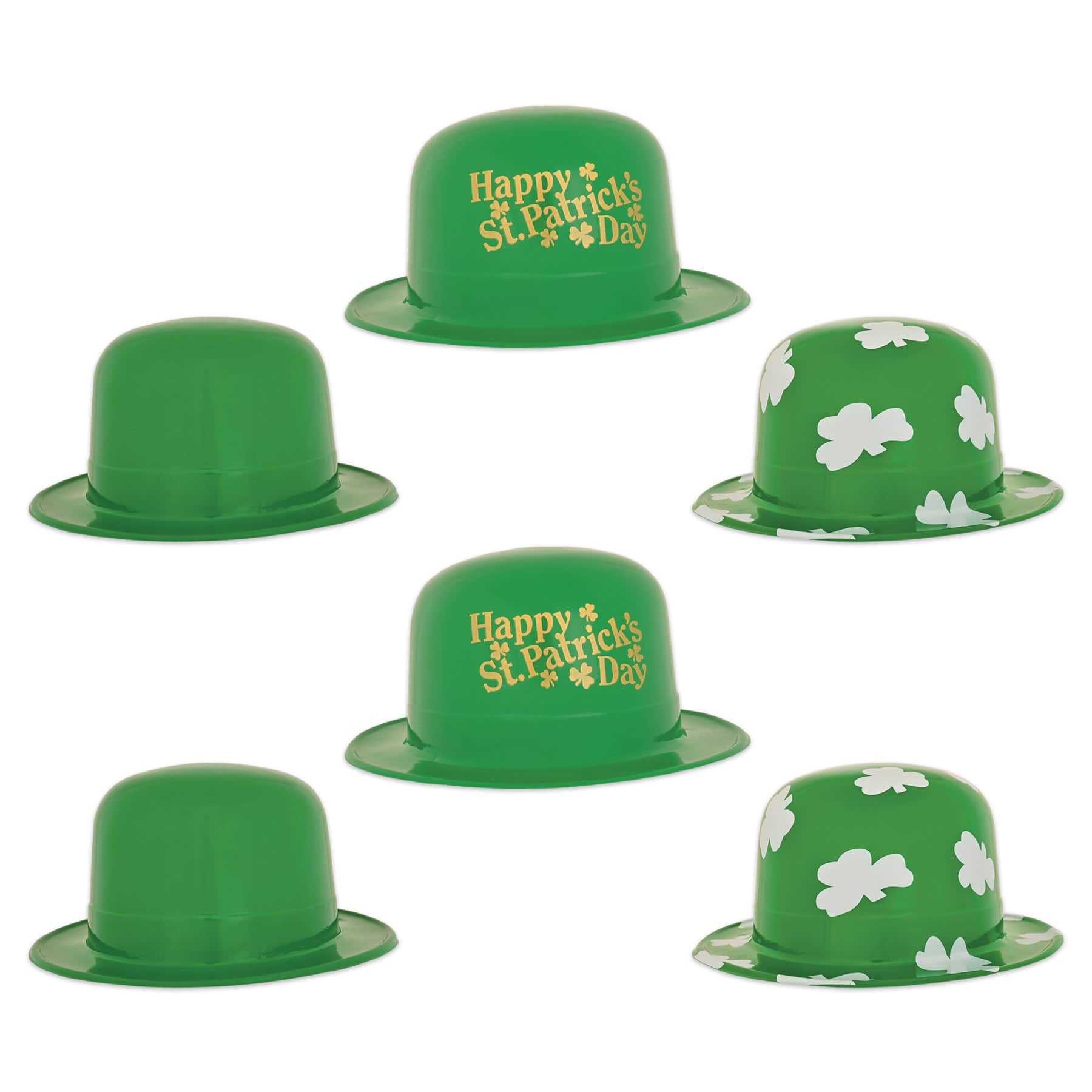 Beistle Green St Patrick's Plastic Derby Hats, 6ct.