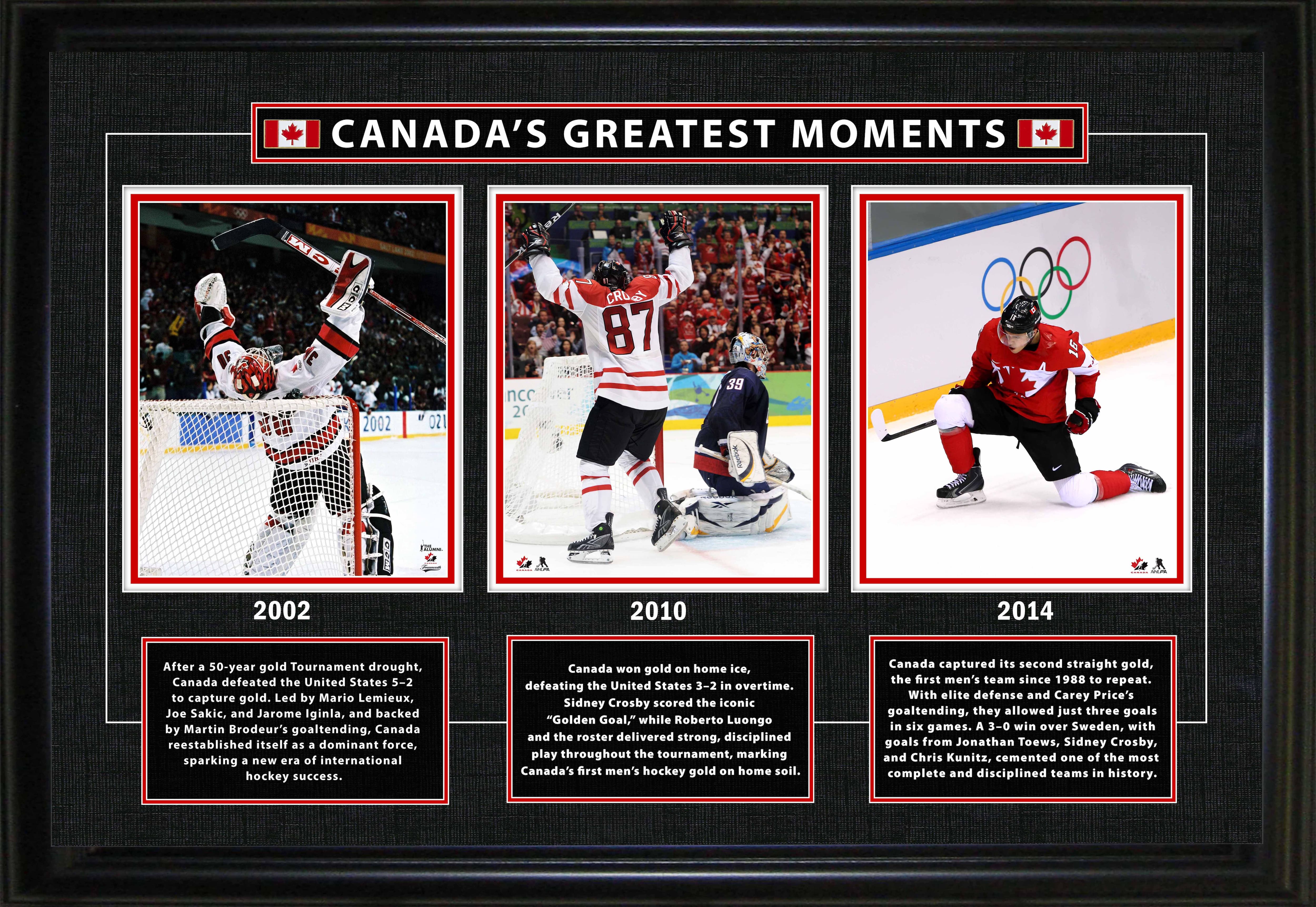 Canada's Greatest Moment 18" x 26" Framed 2002/2010/2014 Olympics 26" x 18"