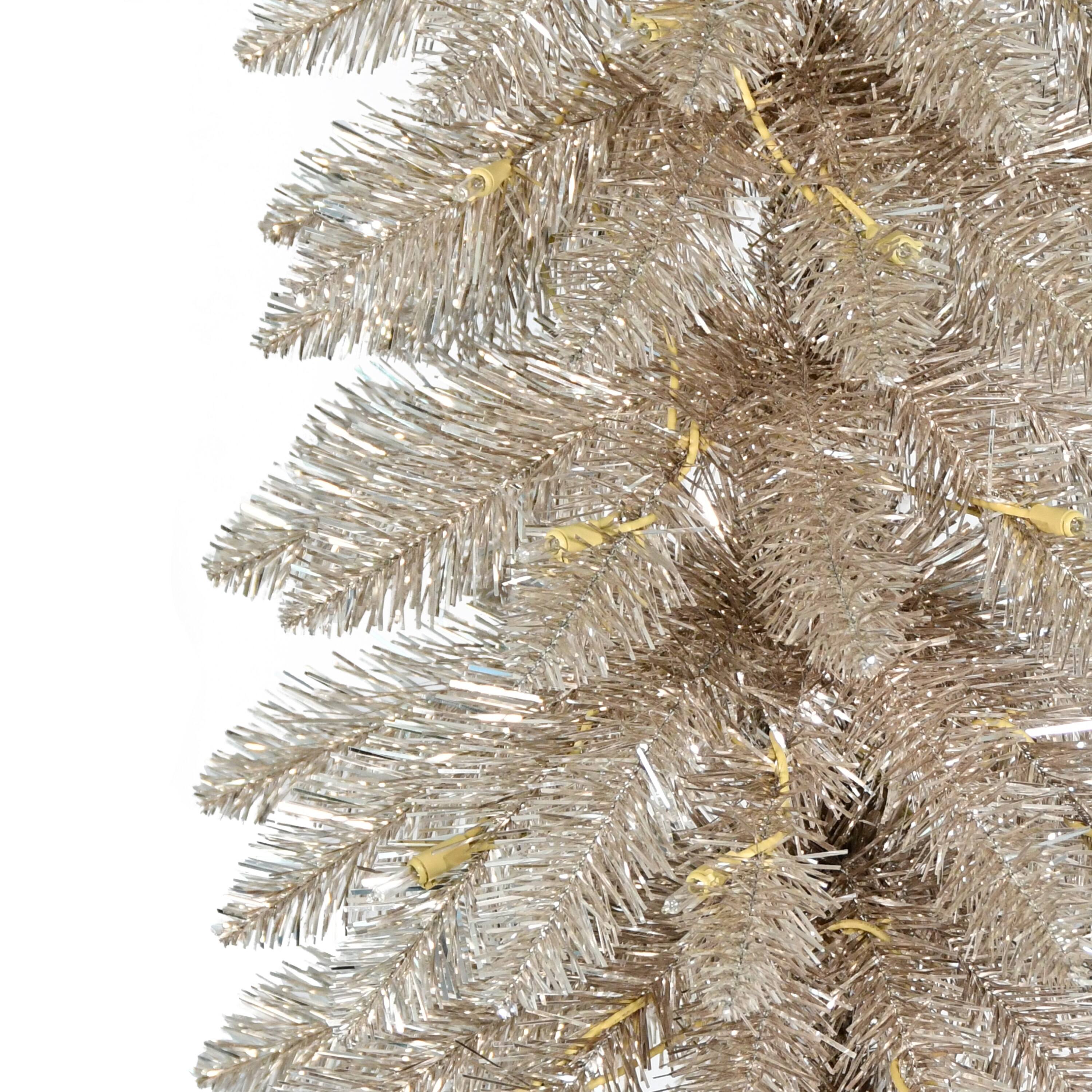 6ft. Pre-Lit Rose Gold Alpine Pencil Artificial Christmas Tree, Clear Lights 