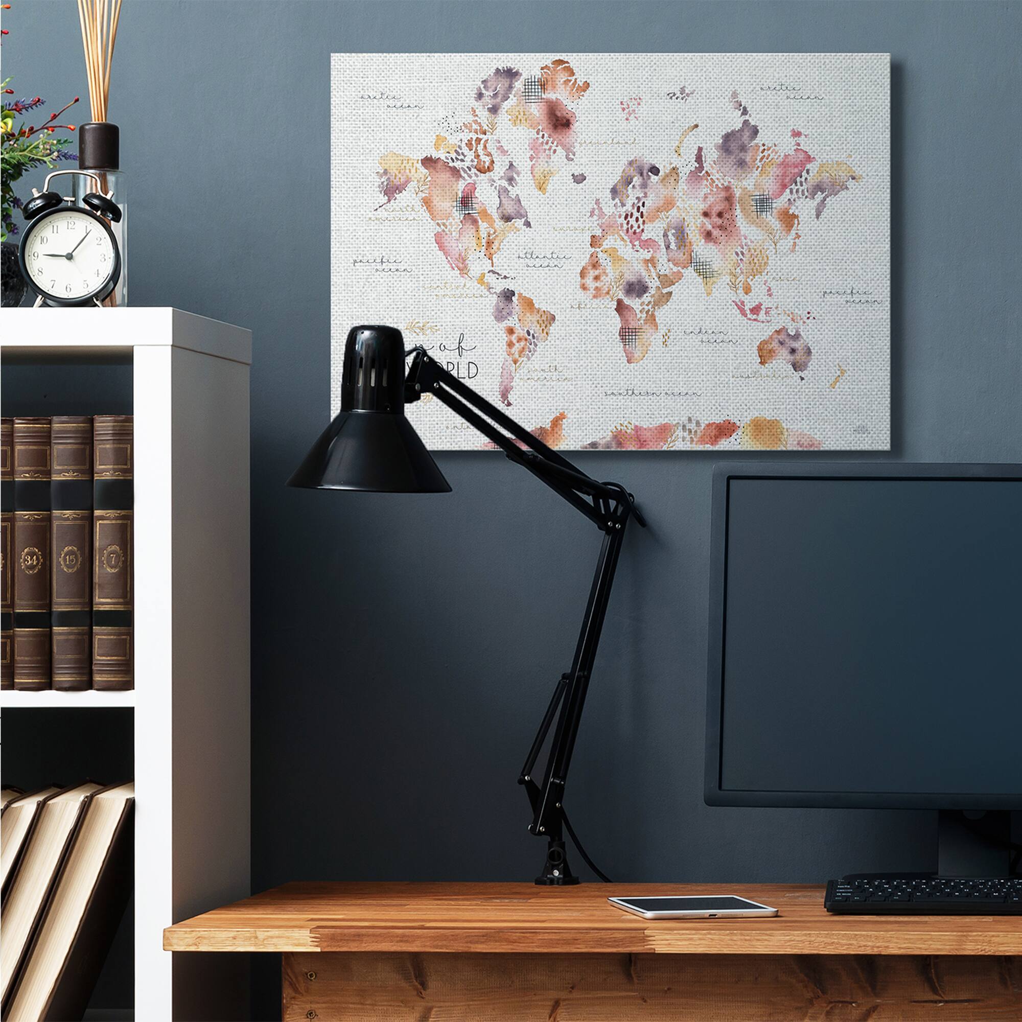 Stupell Industries Abstract Floral World Map Wall Art