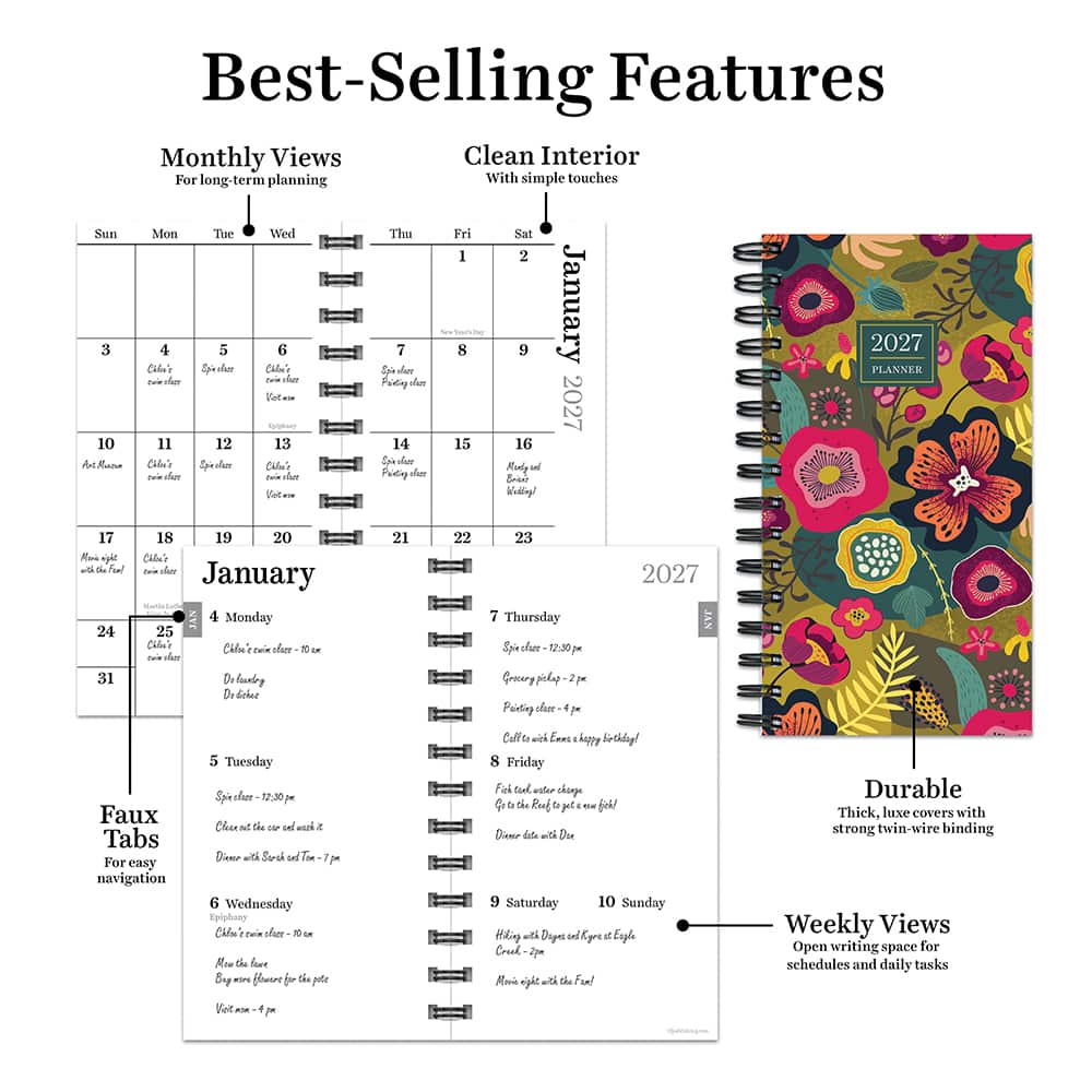 2027 Funk & Floral Small Weekly Monthly Planner
