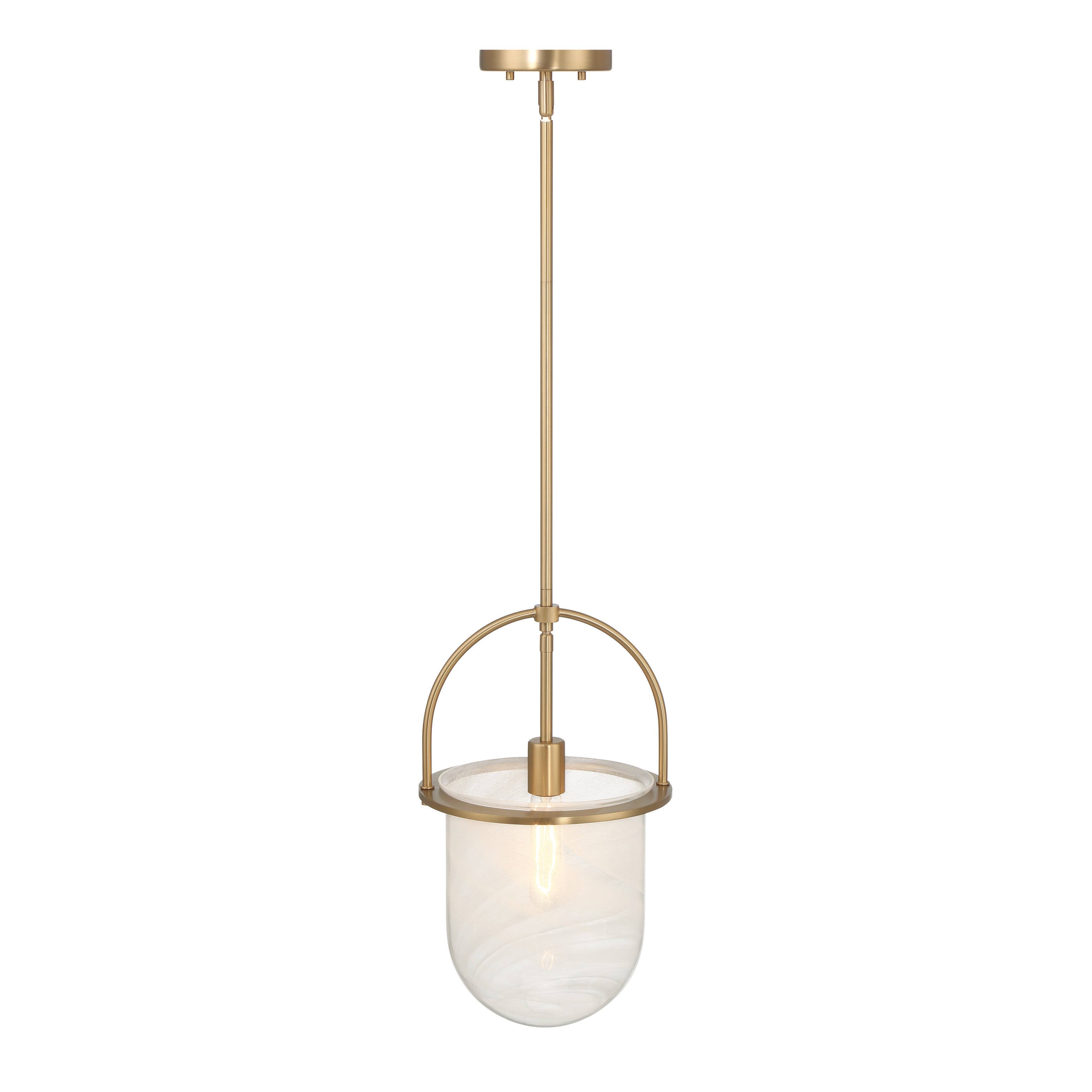 Hello Honey® Beatrice Gold & White Mid-Century Modern Handmade Marbleized Glass & Metal Ceiling Light
