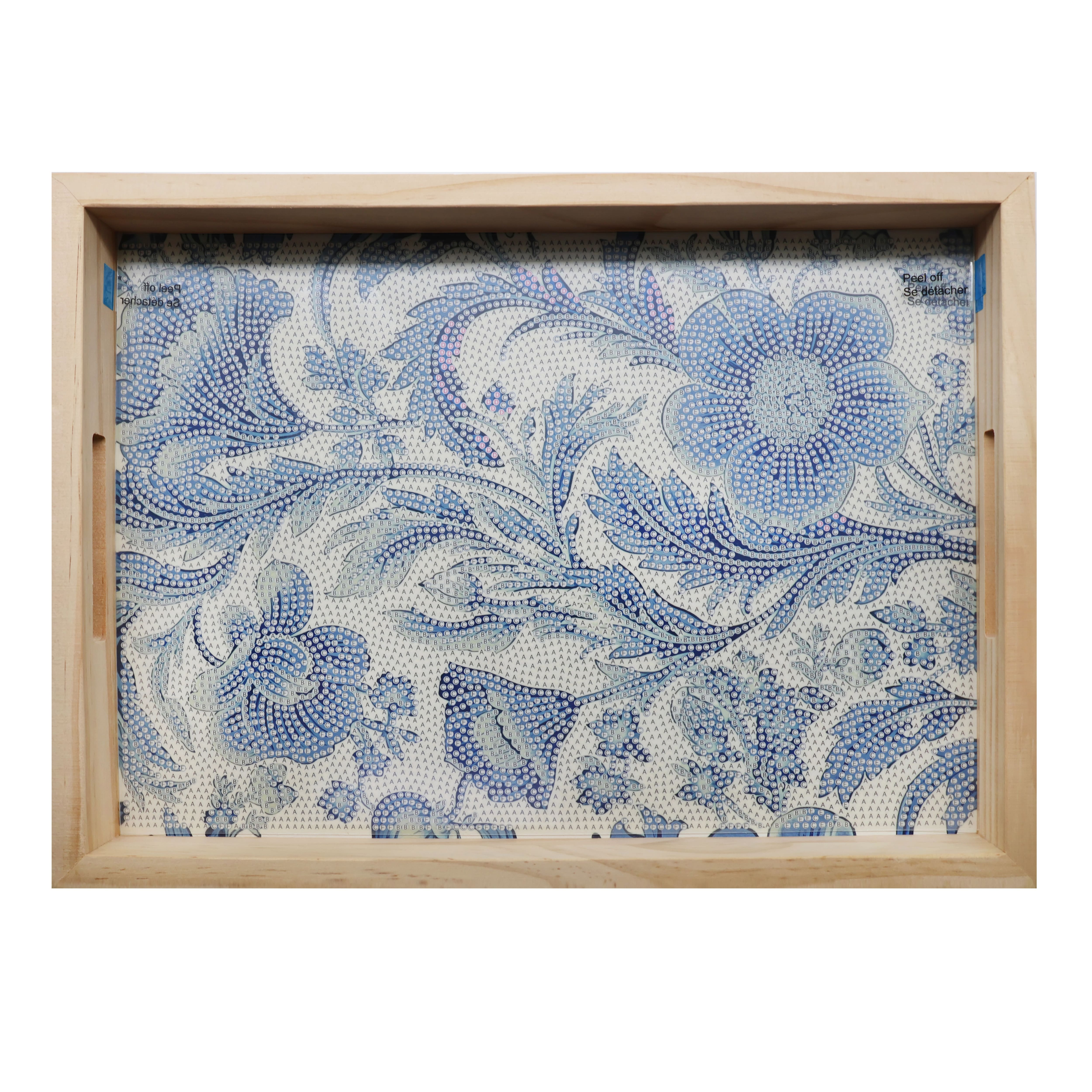 10" x 14" Blue Floral Wood Tray Diamond Art Kit by Make Market®