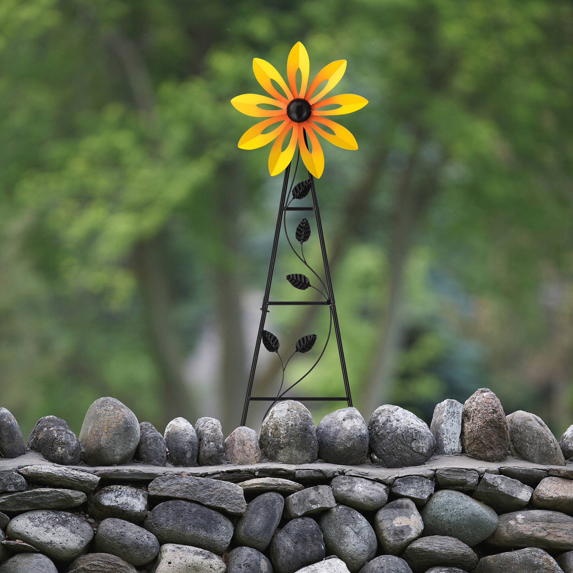 Glitzhome® 44" Metal Flower Wind Spinner Garden Stake