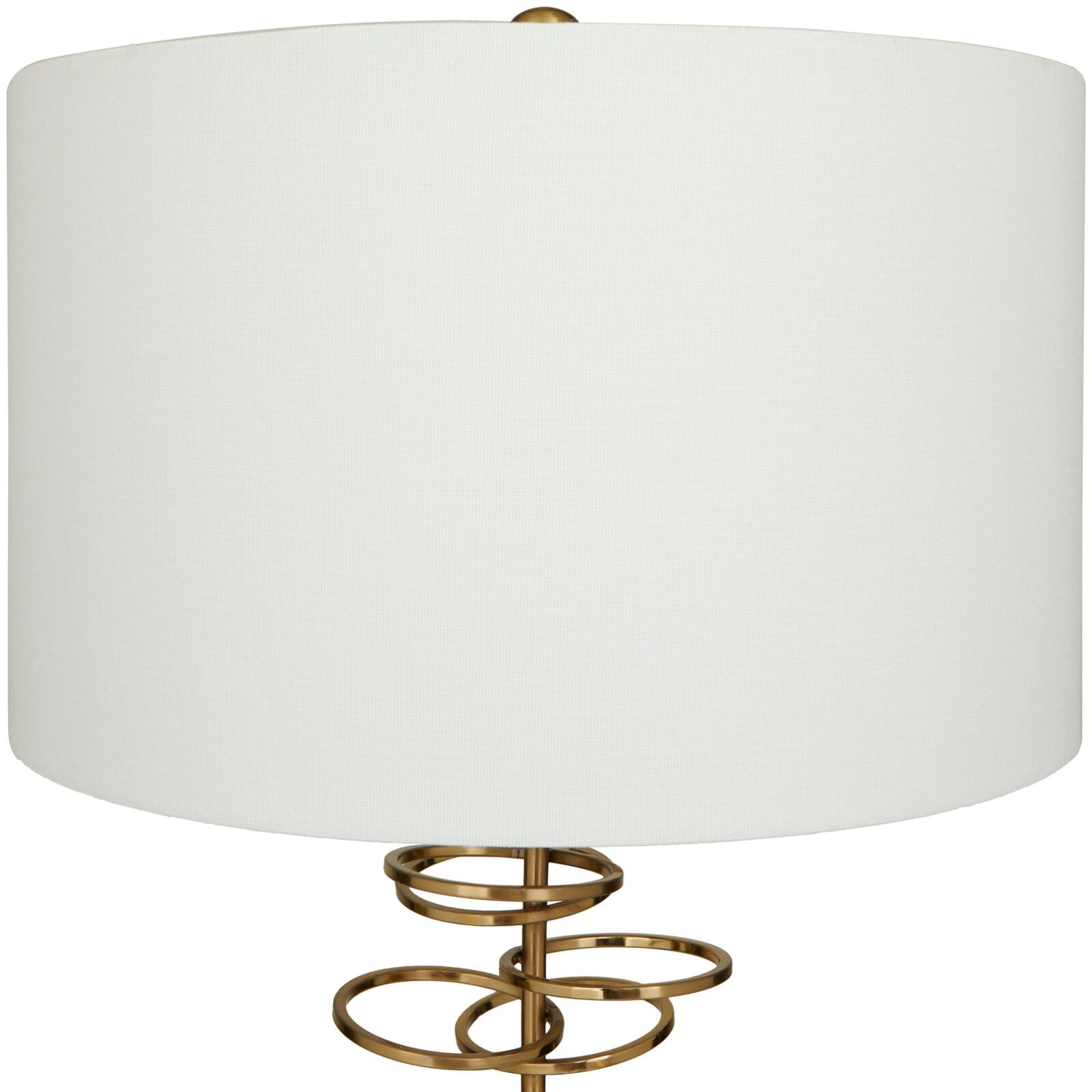 Gold Metal Gold Stacked Ring Table Lamp with Drum Shade 15" x 15" x 30"