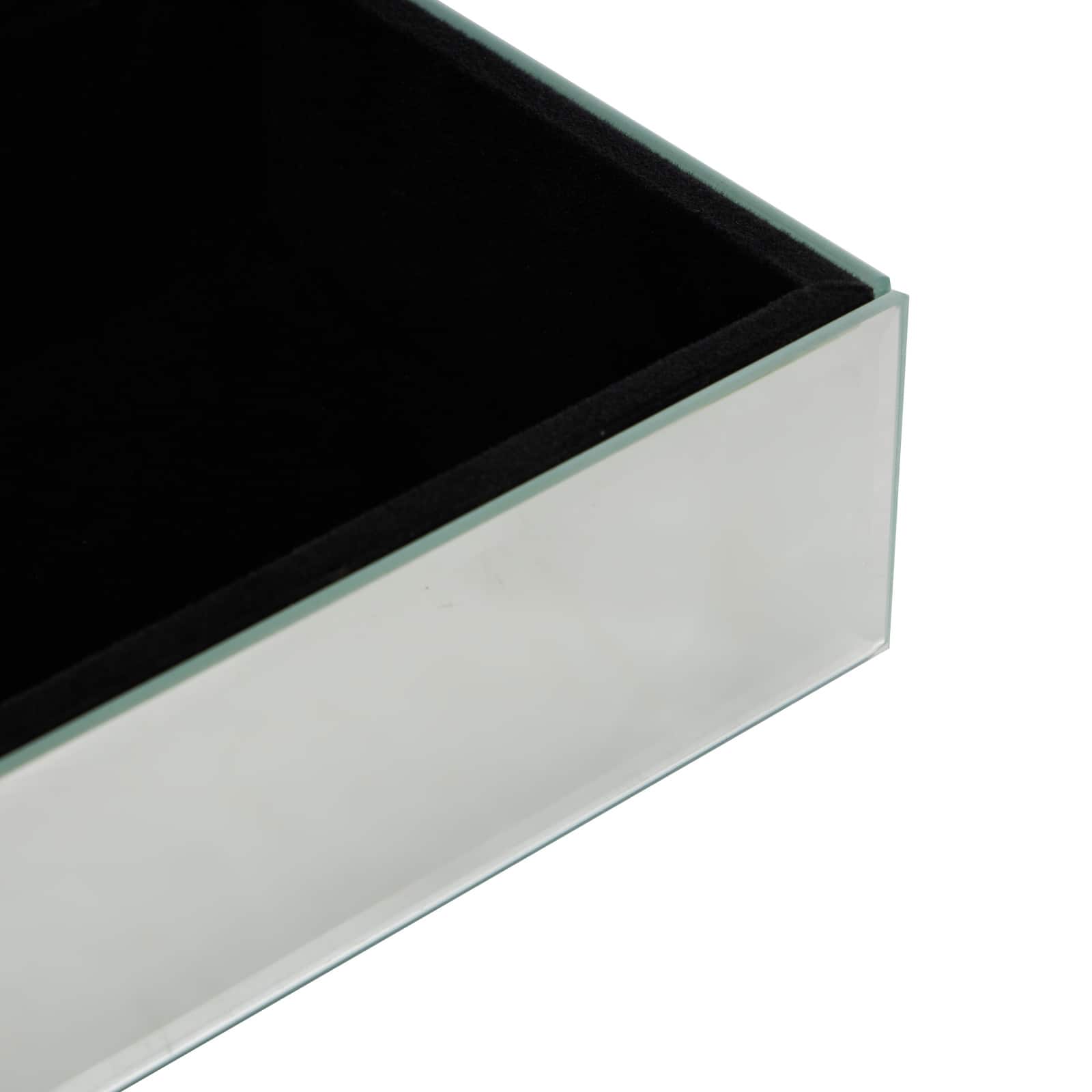 8.25" x 5" x 4.5" Silver Glass Mirrored Decorative Jewelry Box with Black Bubble Textured Balls