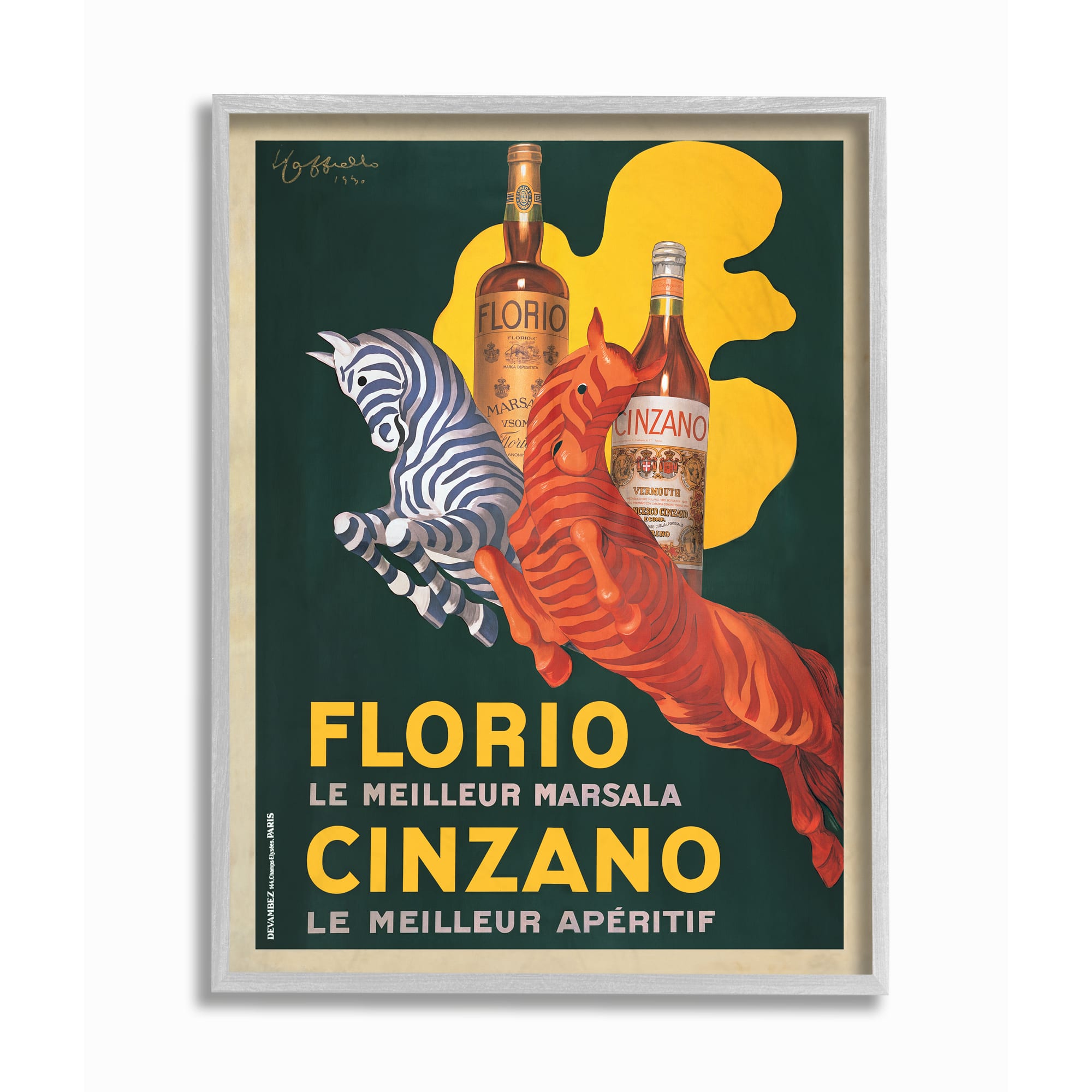 Stupell Industries Florio Cinzano Vintage Poster in Gray Frame Wall Art