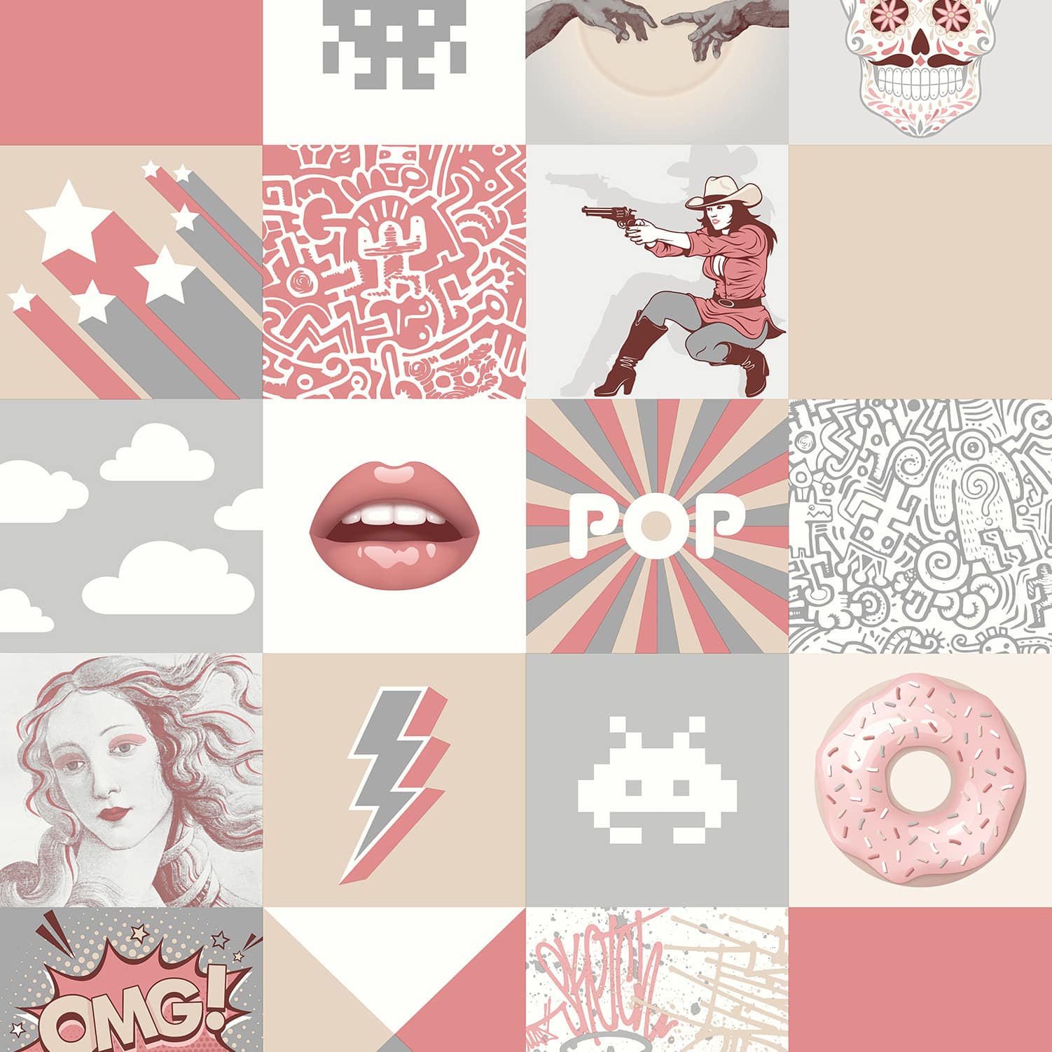 Designs Direct Pop Art Patchwork Wallpaper