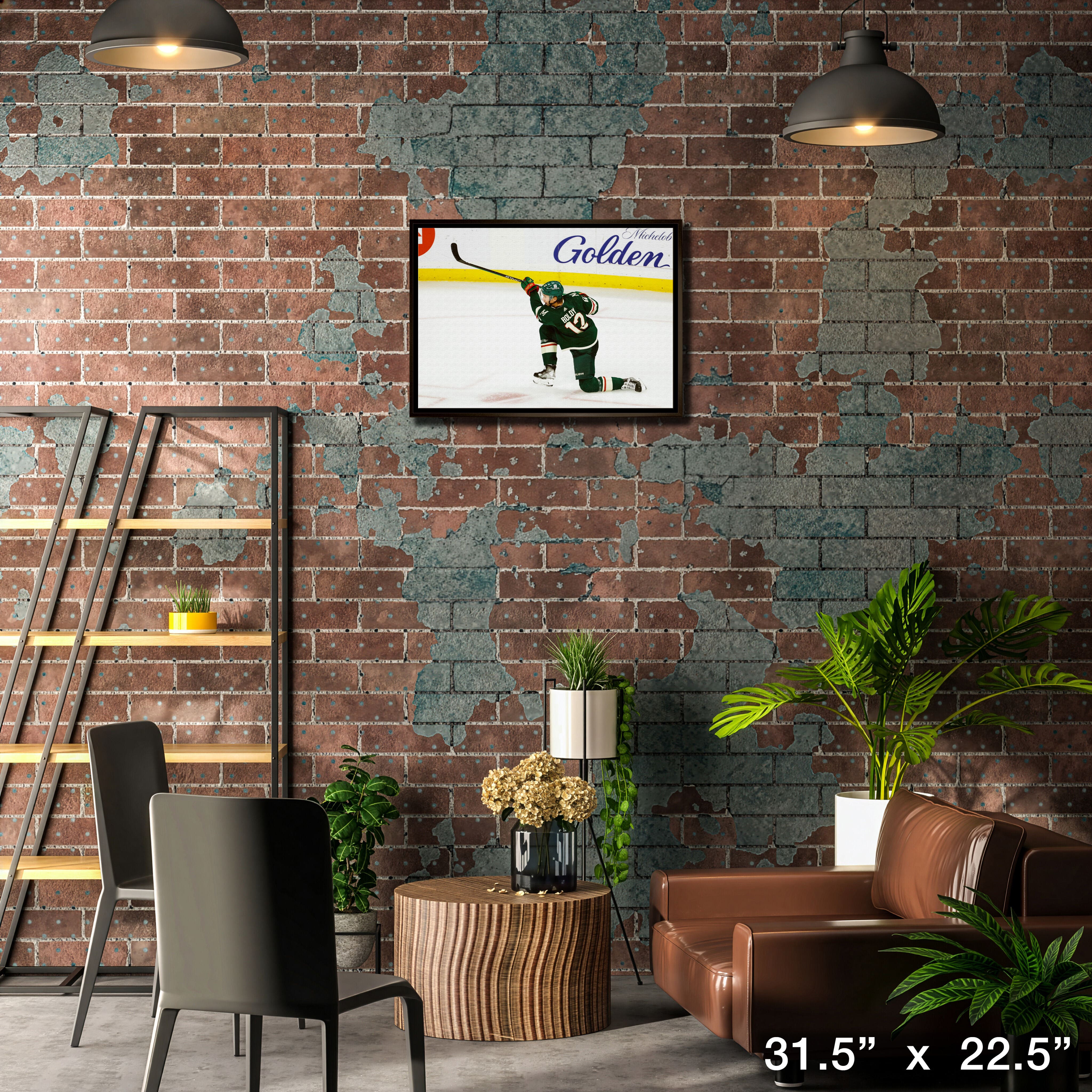 Matt Boldy 20" x 29" Framed Canvas Wild Shooting-H 31.5" x 22.5"