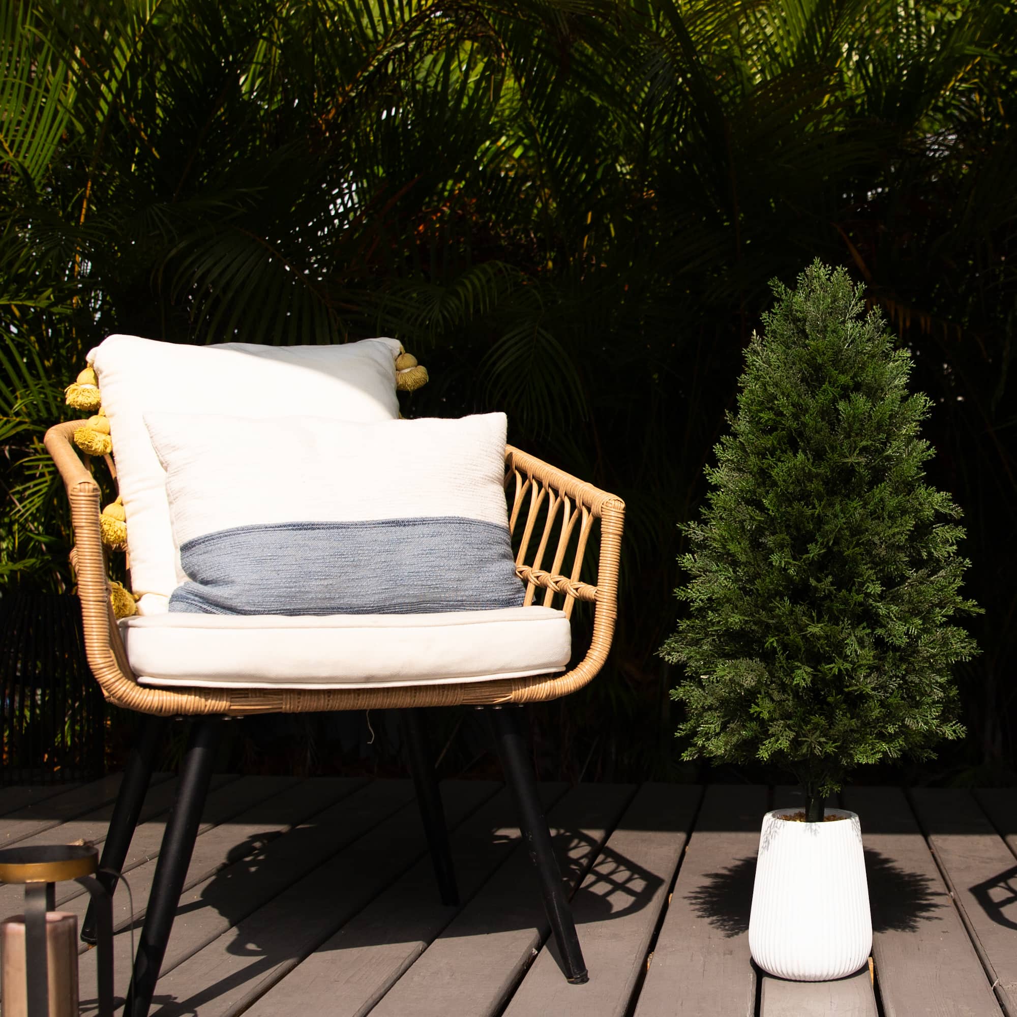 3ft. UV-Resistant Cedar Tree in Decorative White Planter