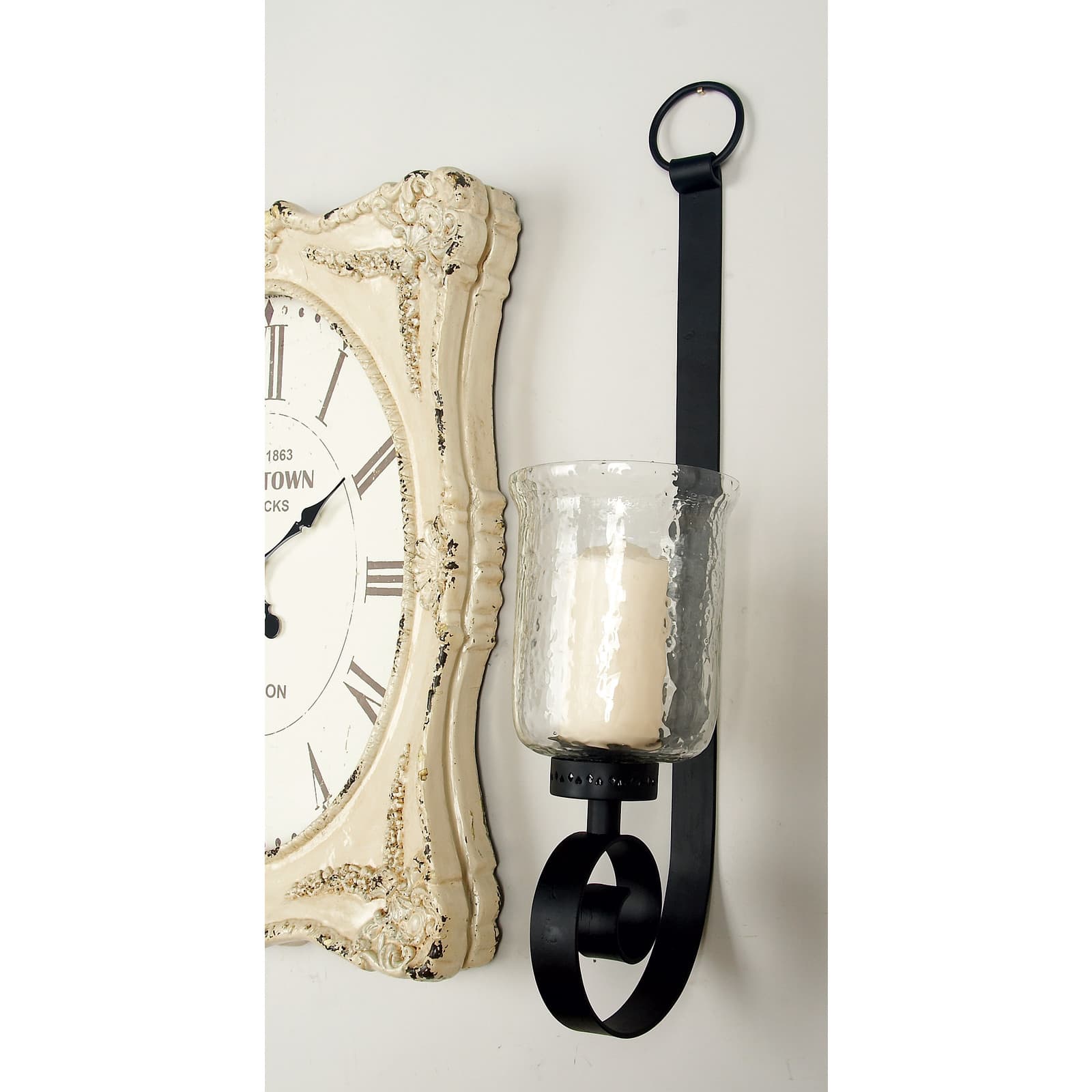 Black Iron Traditional Candle Wall Sconce, 31" x 9" x 7"