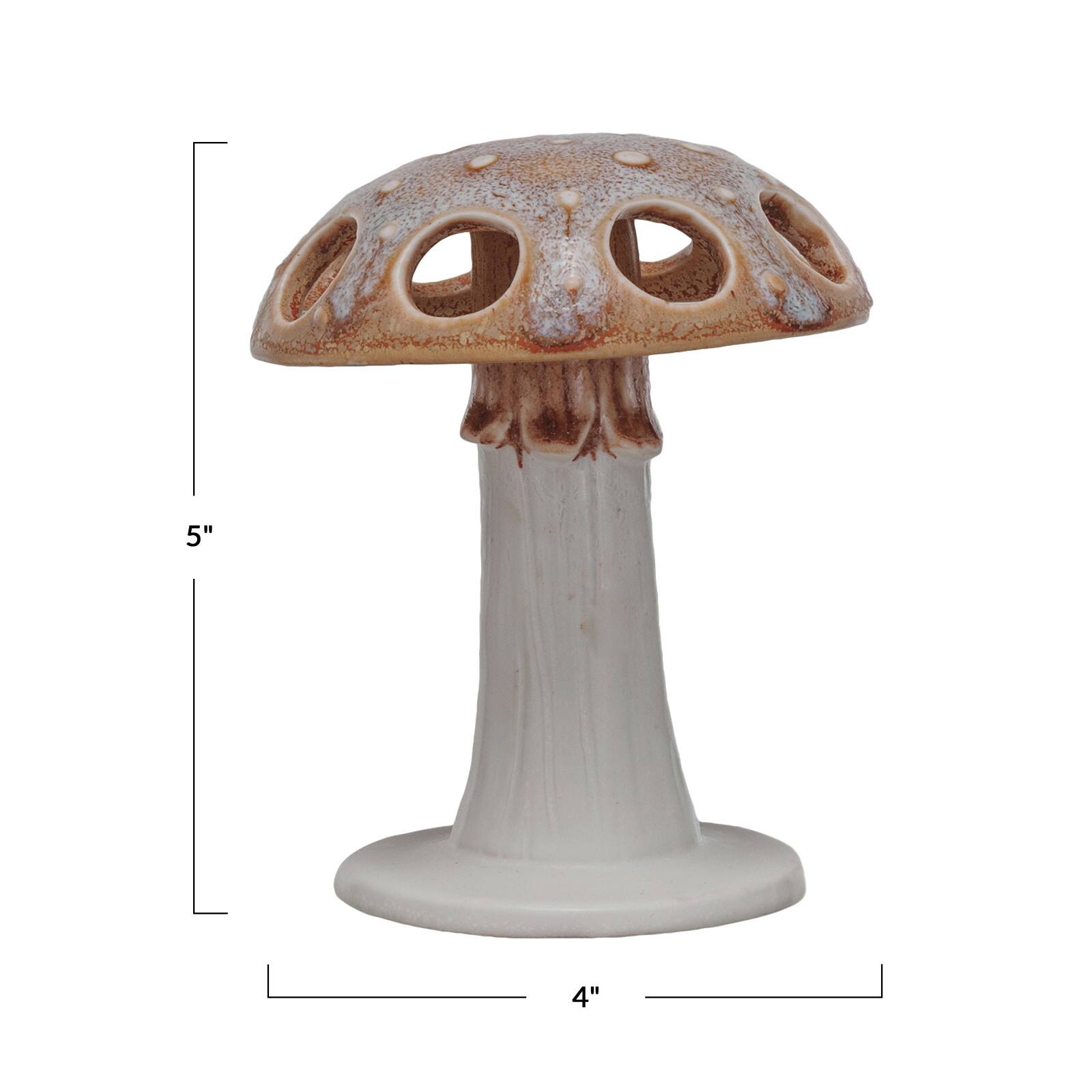 Hello Honey® 5" Brown & White Mushroom Motif Stoneware Toothbrush Holder