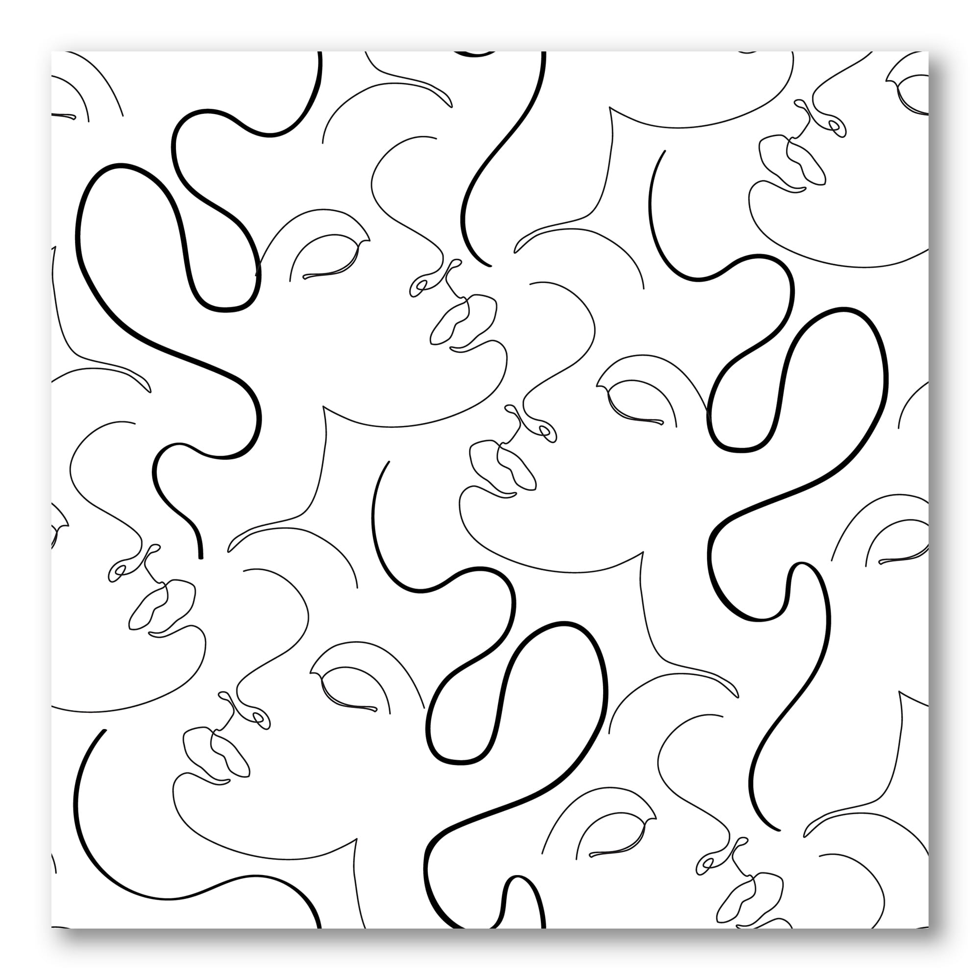 Designart - Monochrome One Line Drawing Portraits - Modern Canvas Wall Art Print