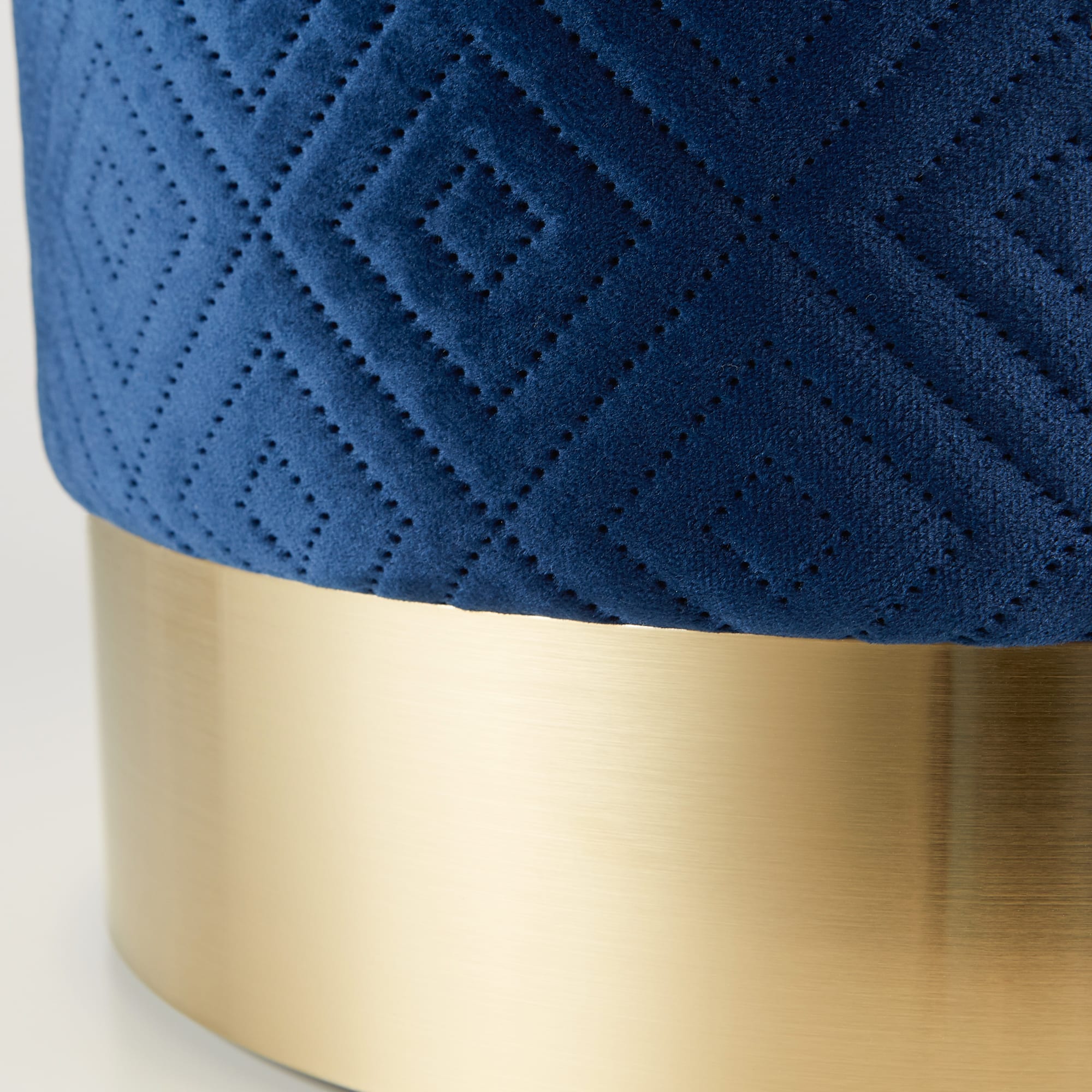 16.5" Navy Blue Velvet Stool