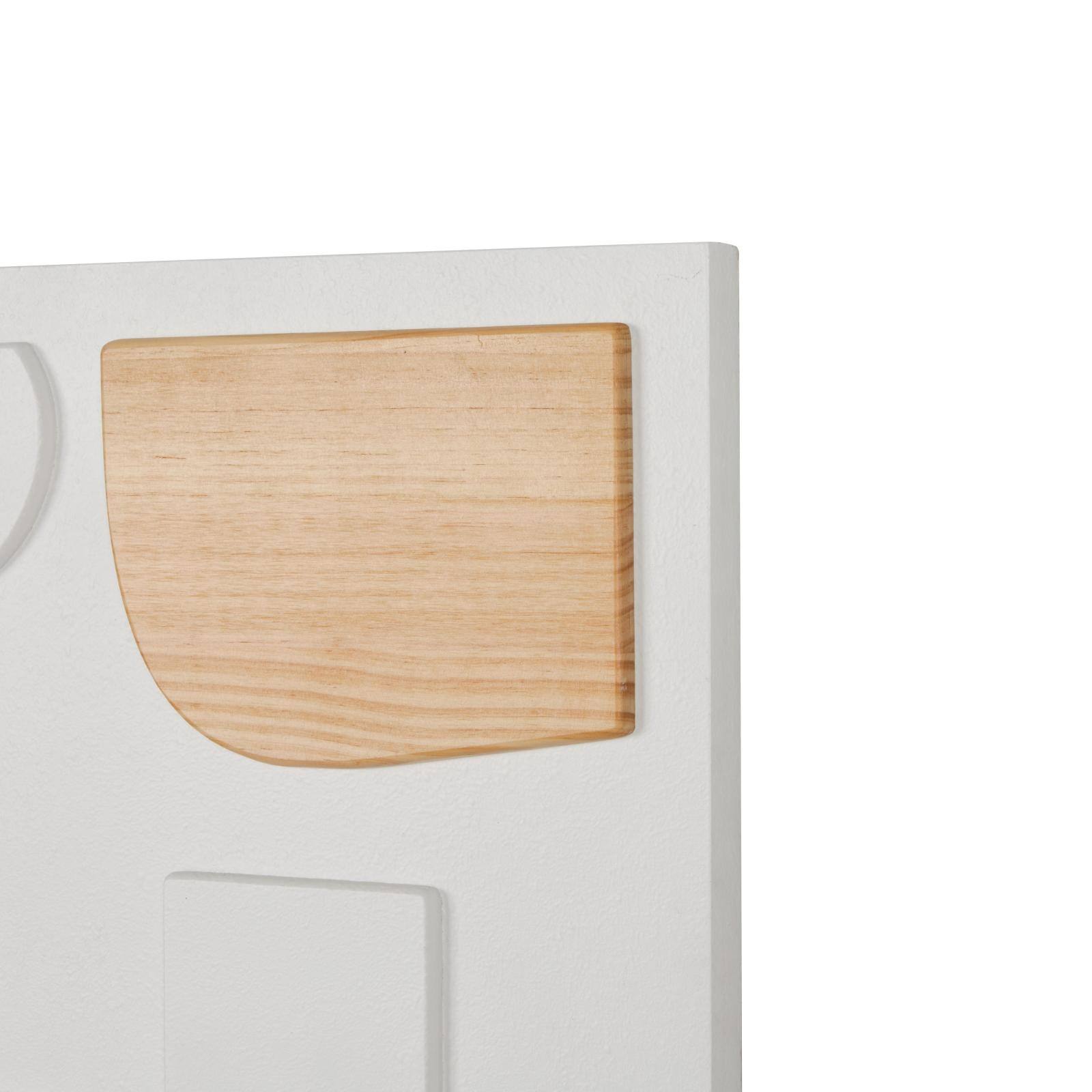23.5" x 31.5" White Wood Geometric Dimensional Art Deco Shapes with Brown Accents Home Wall Décor