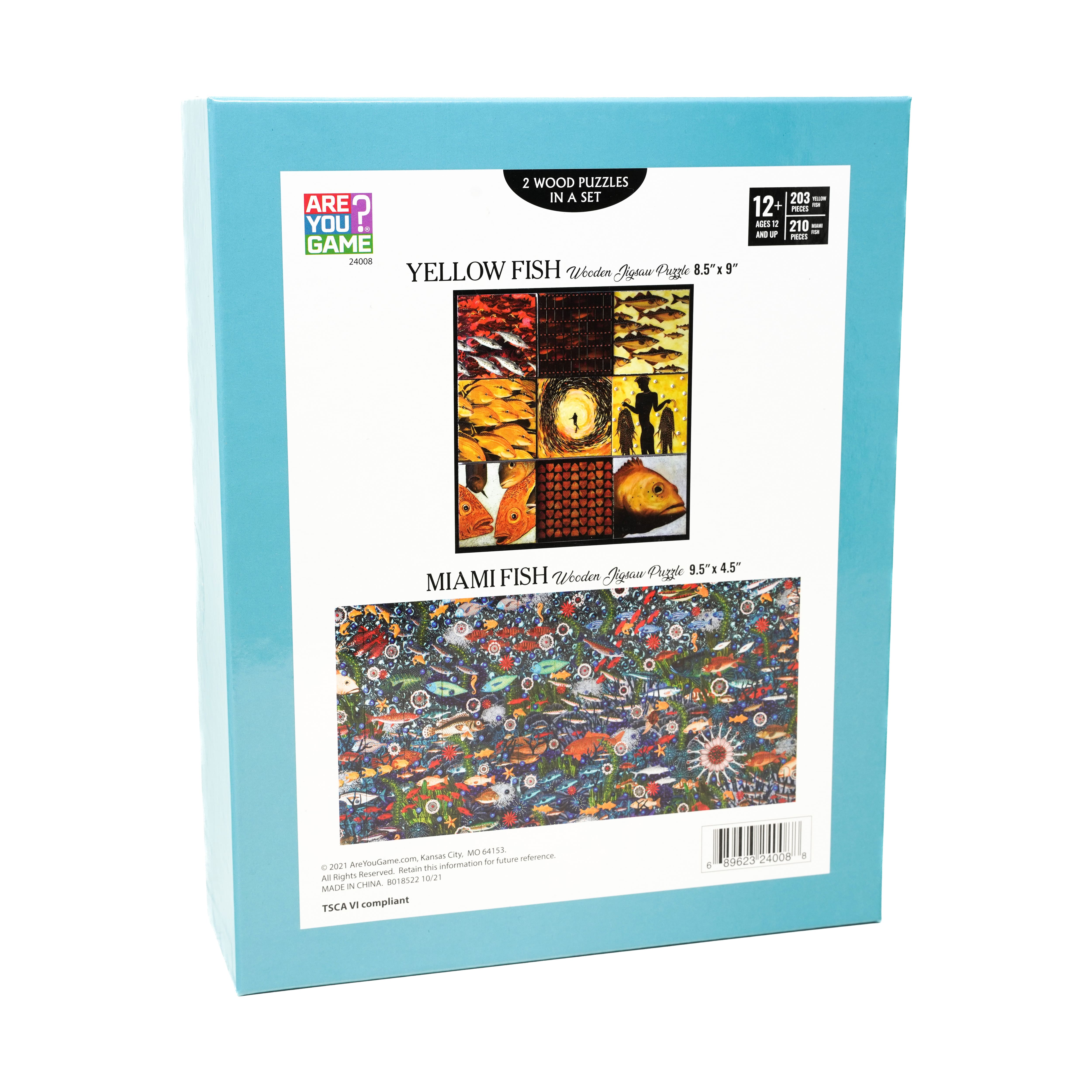 Wooden Jigsaw Puzzle Set - Yellow Fish & Miami Fish: 413 Pcs