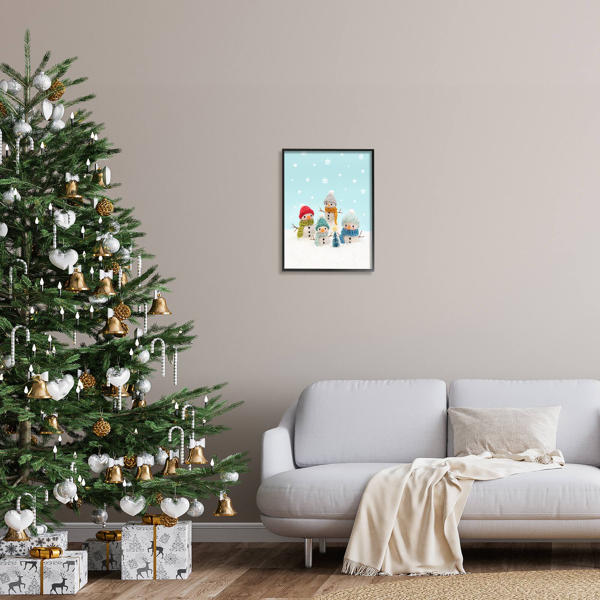 Stupell Industries Winter Snowmen Christmas Tree Framed Giclee Art