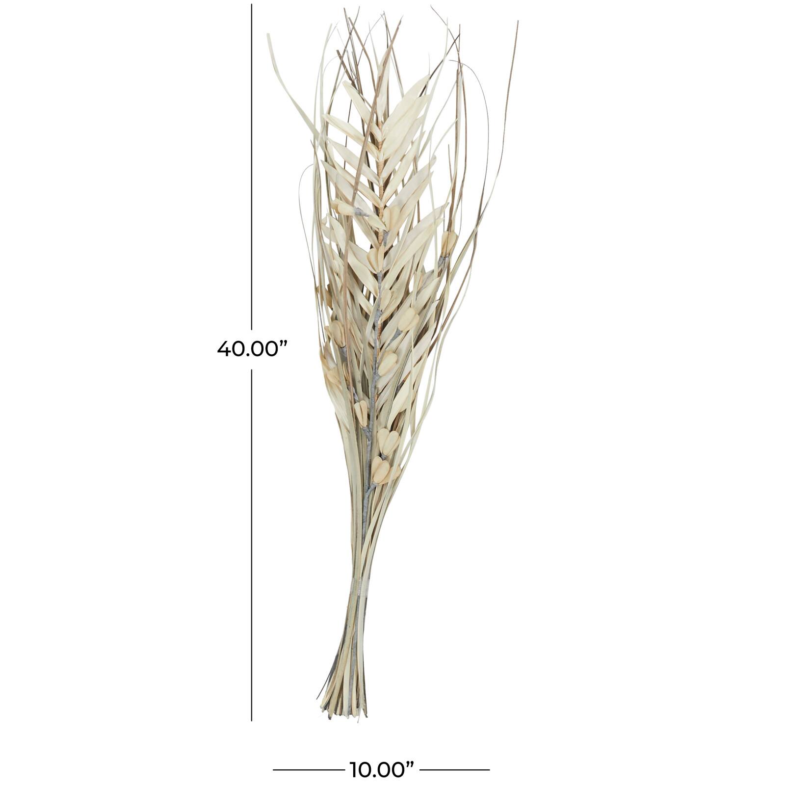 40" Beige & Gray Dried Plant Floral Grass Bouquet Palm Leaf Natural Foliage