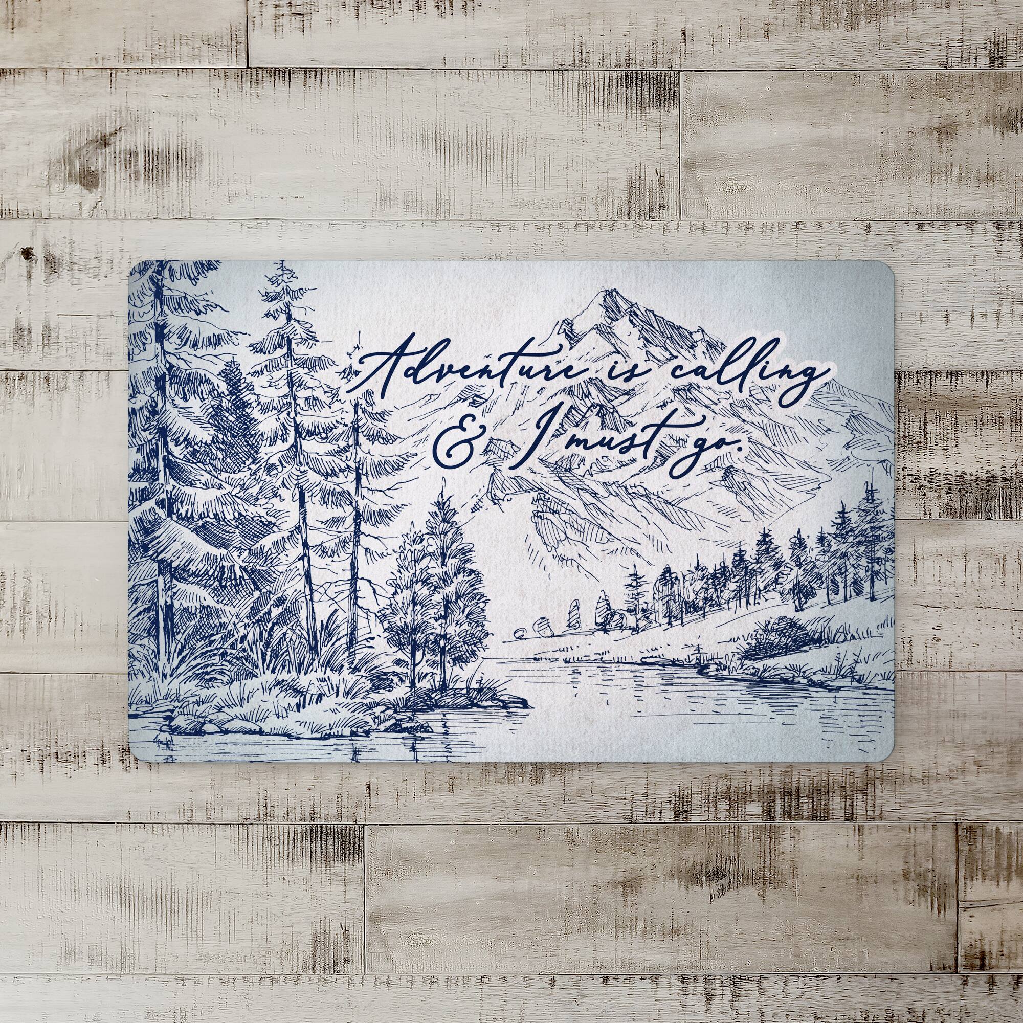 Mountaforest Drawing Blue  27x18 Floor Mat